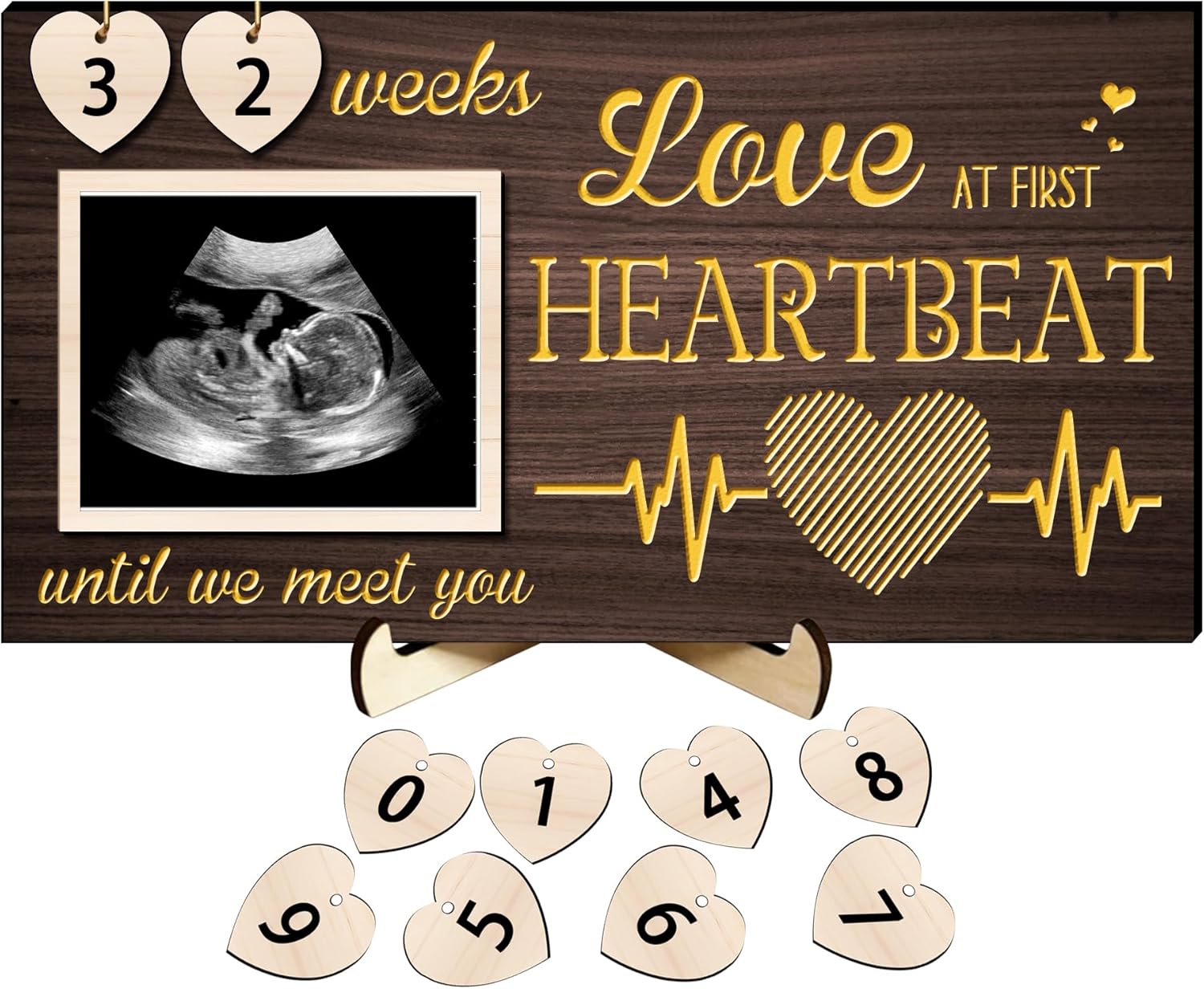 LED Sonogram Frame - Countdown Weeks for Dad Mom Baby Showers