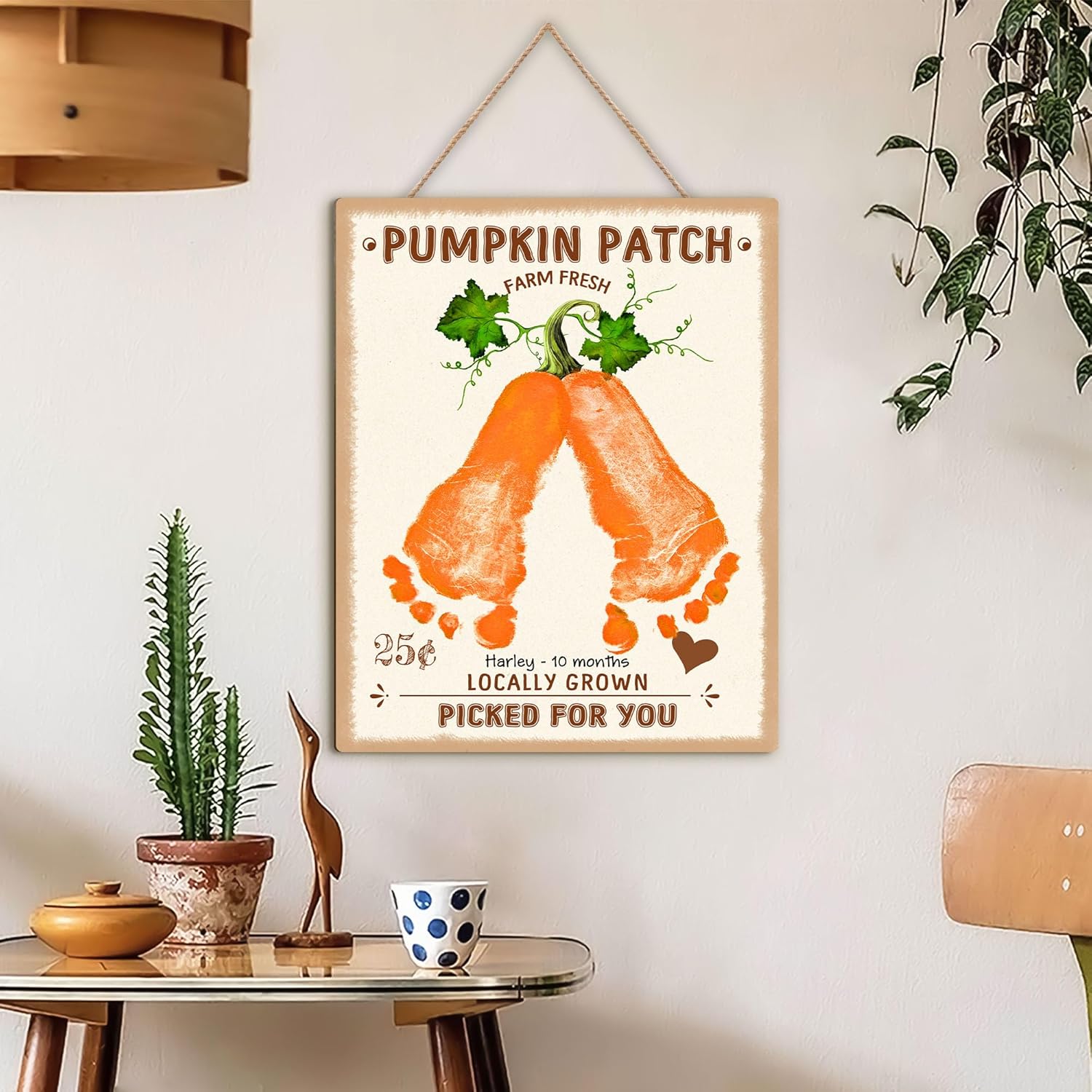 Custom DIY Baby Footprint Farm Sign Pumpkin Patch Wooden Hanging Sign