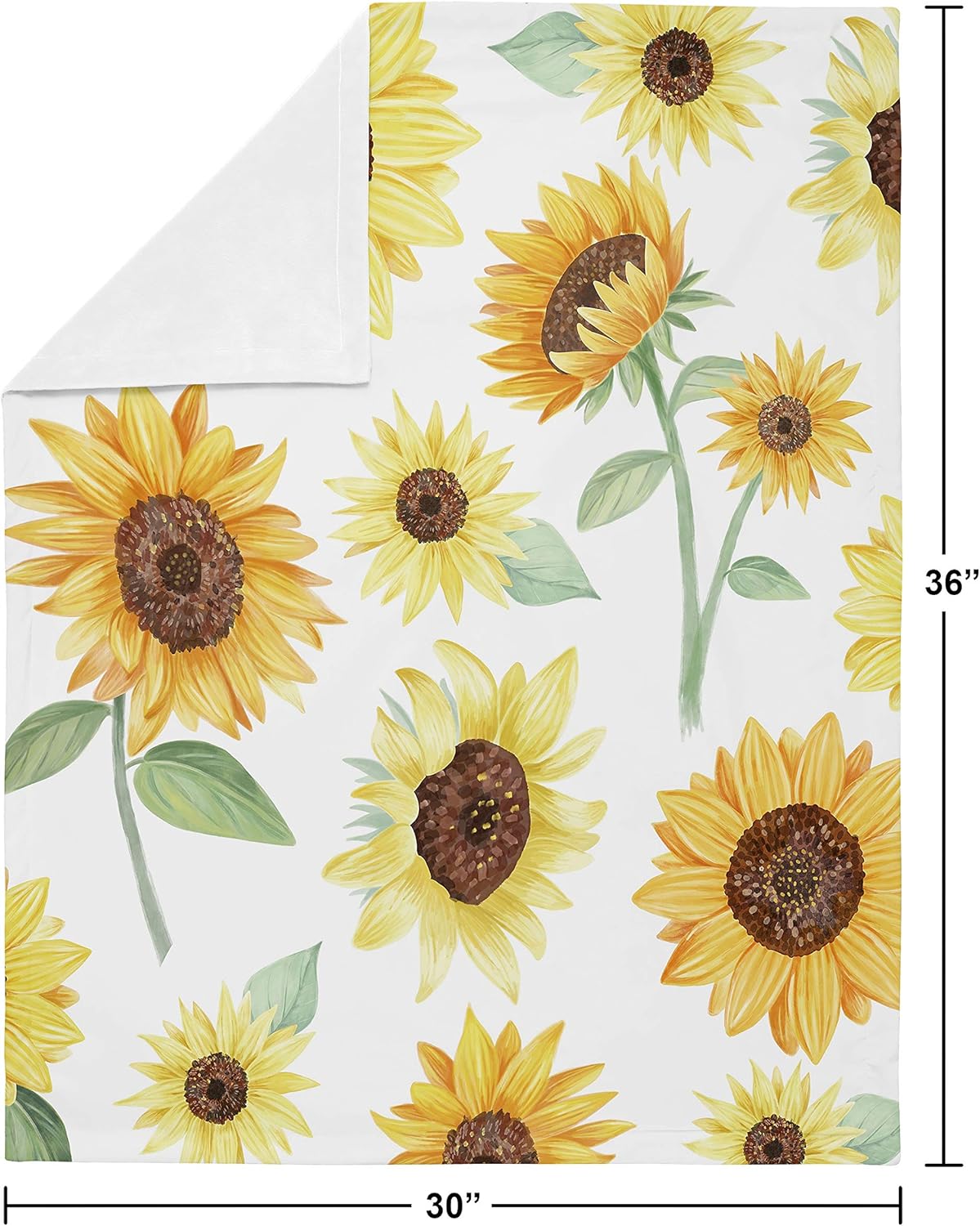 Sweet Jojo Designs Sunflower Swaddle Blanket for Newborn or Toddler