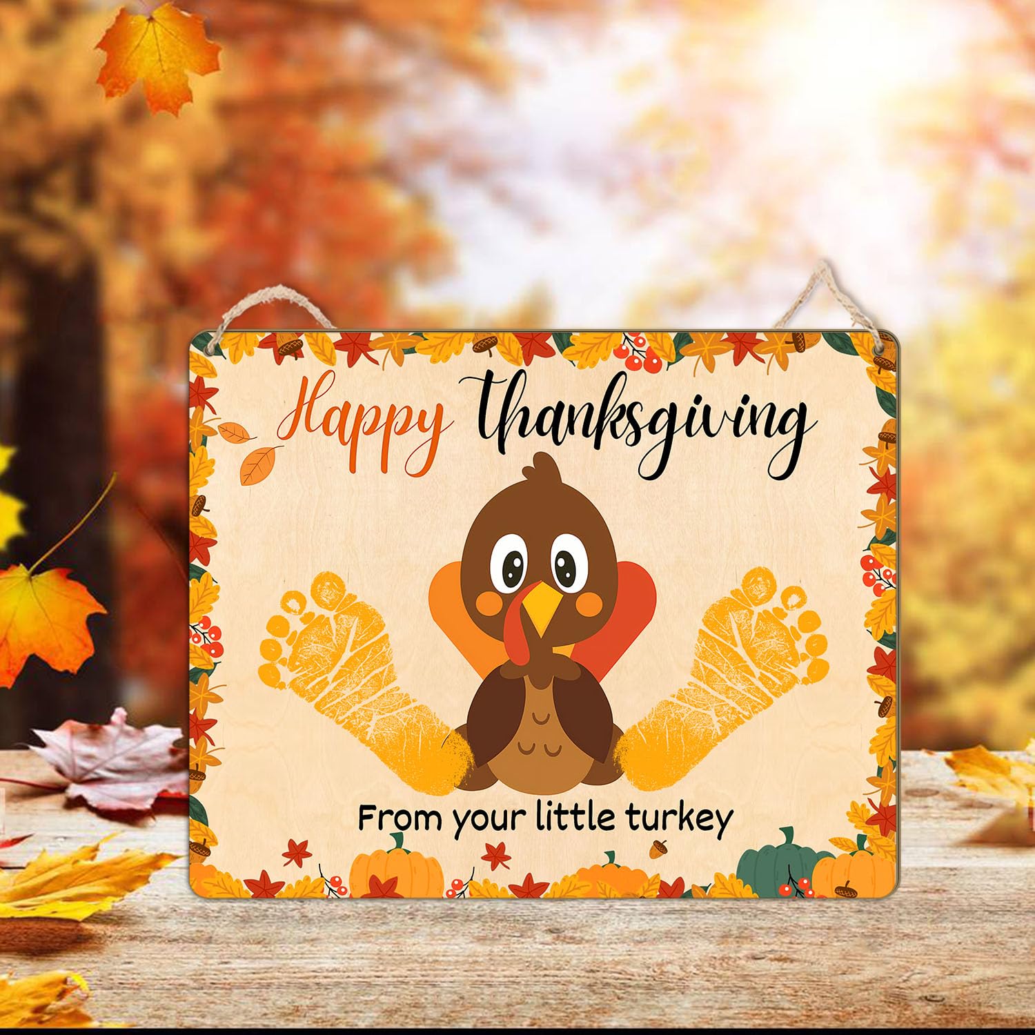 DIY Thanksgiving Footprint Sign for Newborn Baby