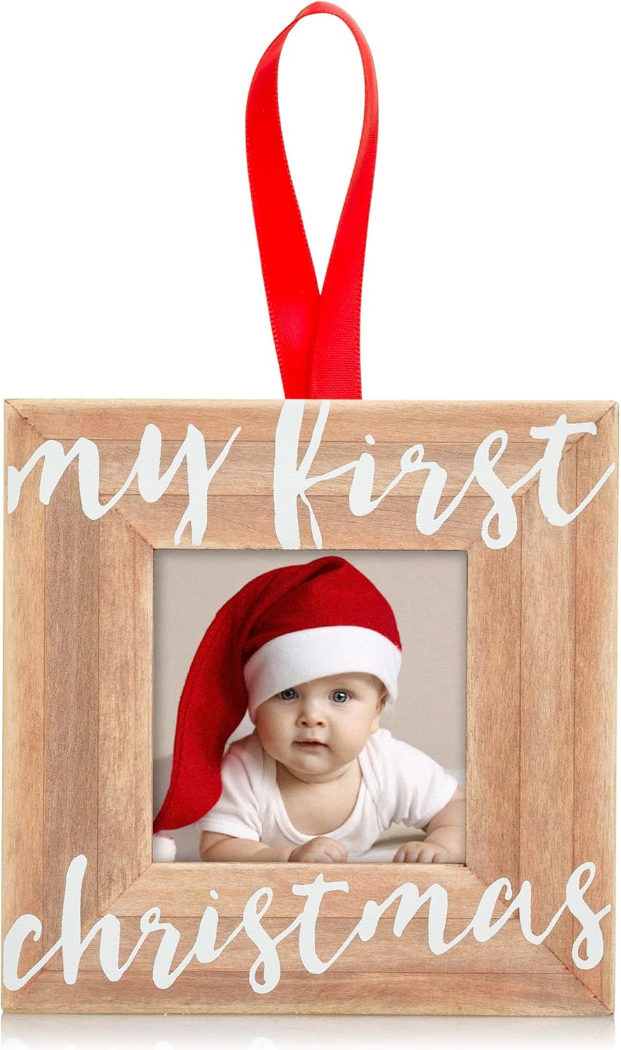 Pearhead Babys First Christmas Wooden Ornament Frame