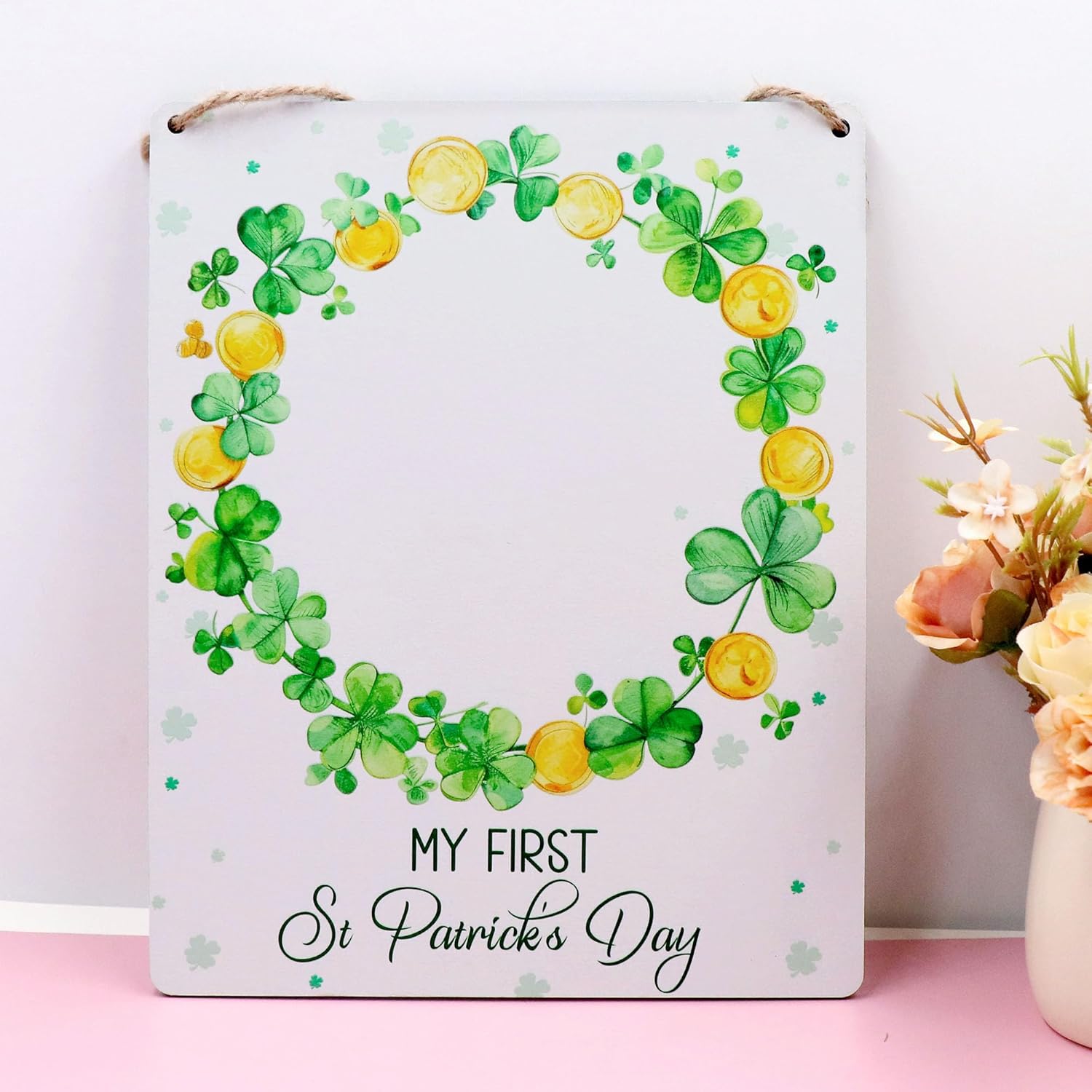 DIY St Patricks Day Baby Footprint Art Sign