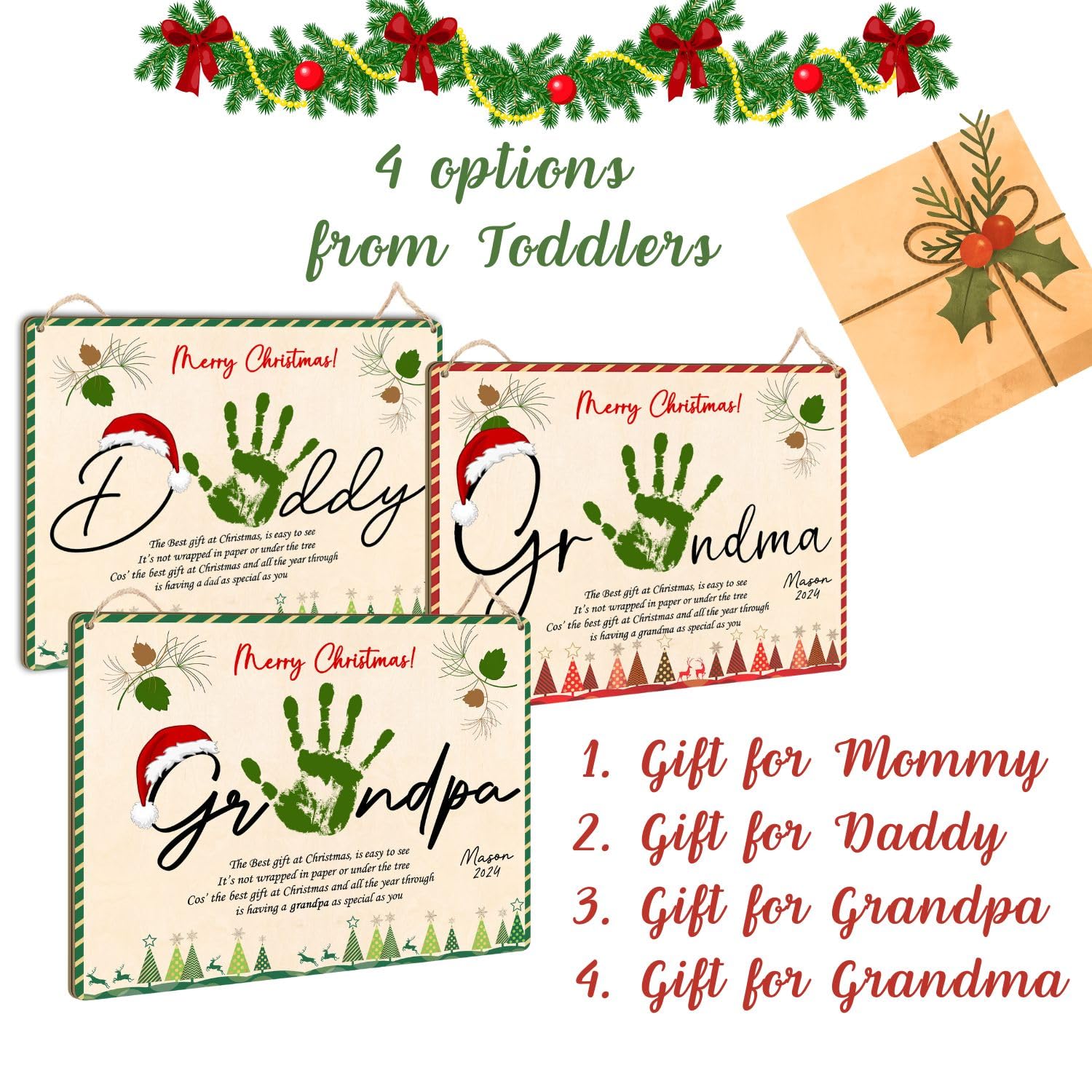 Custom Christmas Handprint Sign for Grandma 8x10