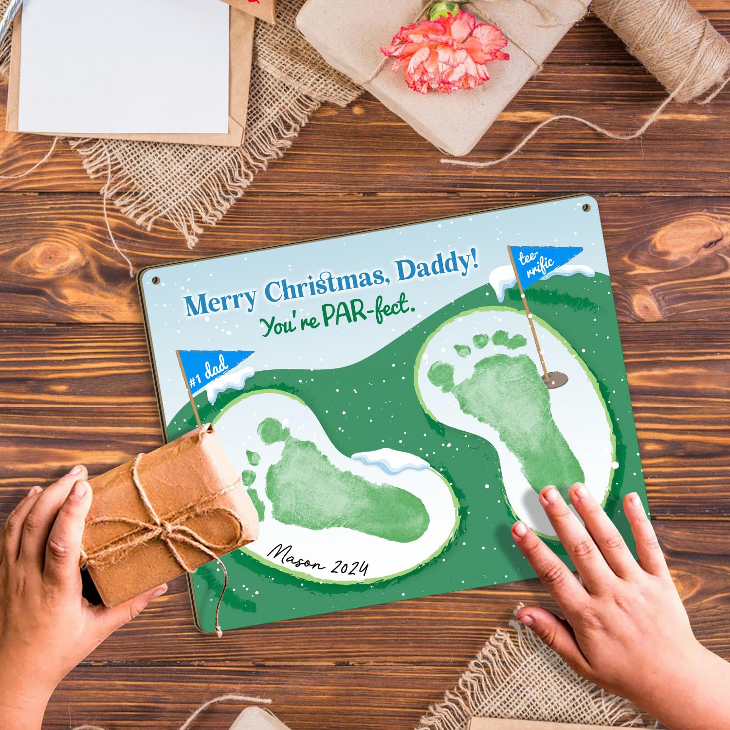 PAR-FECT Dad Footprint Handprint Keepsake Gift