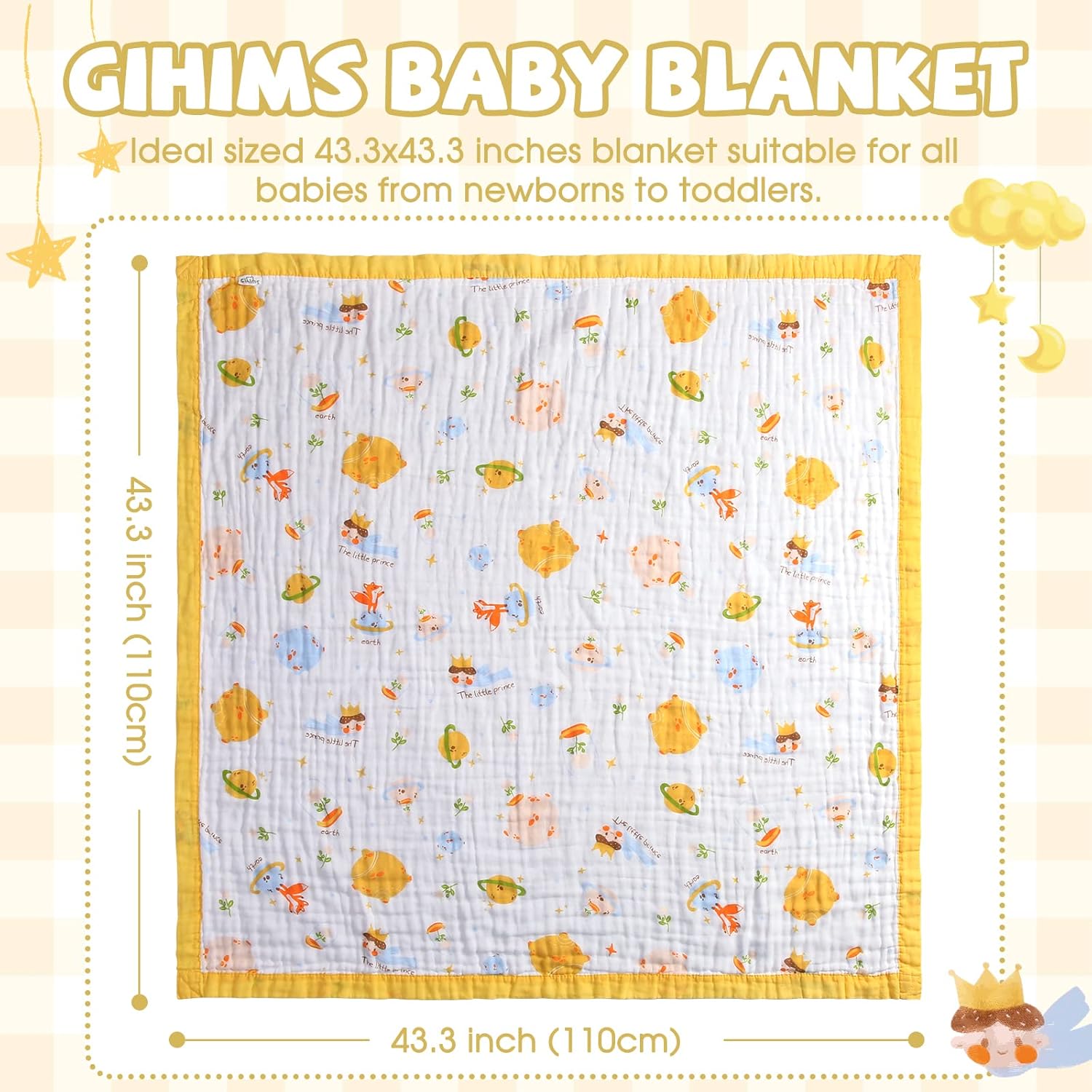 Gihims Baby Muslin Swaddle Blanket - 433x433 Inch Large Cotton Receiving Blanket