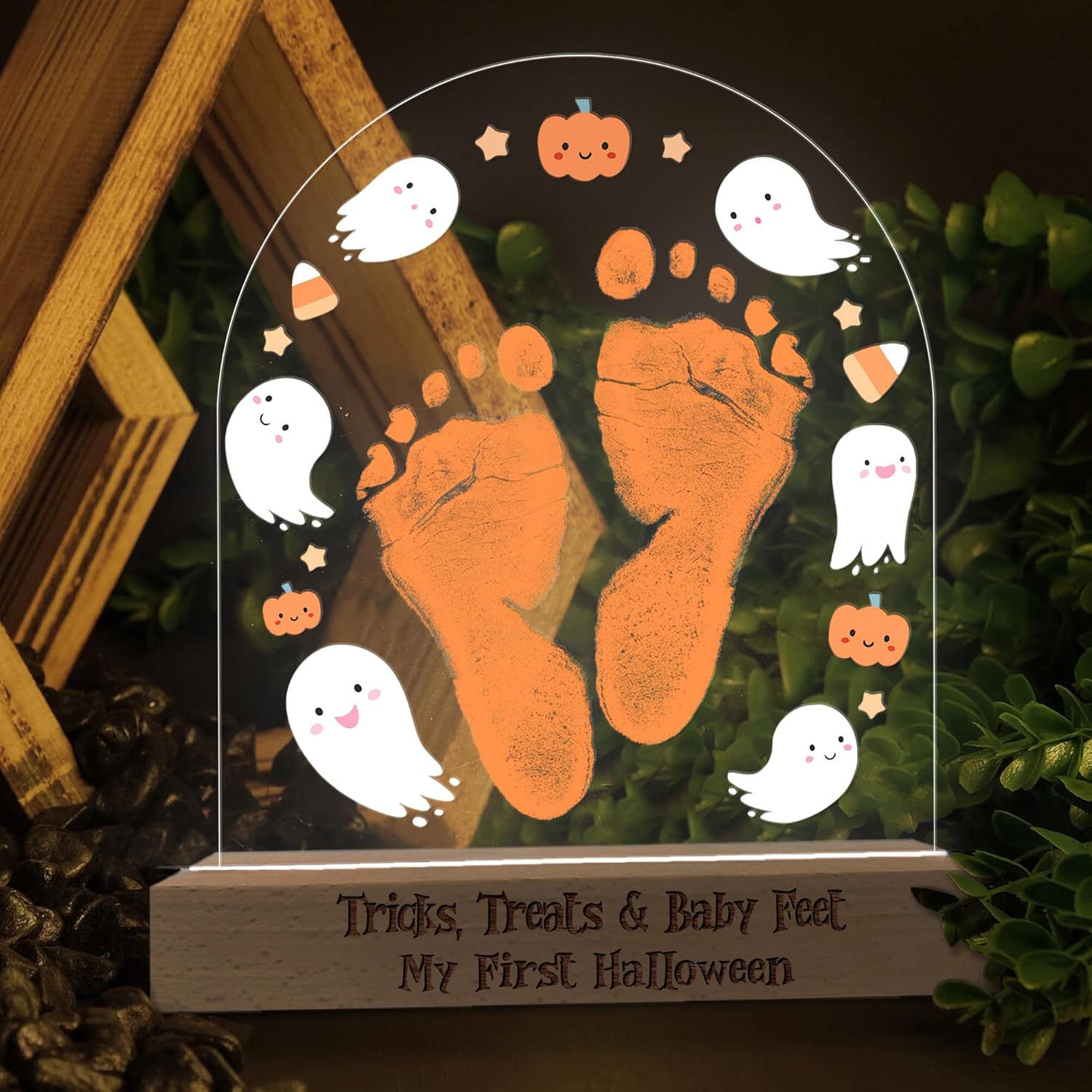 DIY Halloween Footprint Art Sign Baby Night Light Keepsake