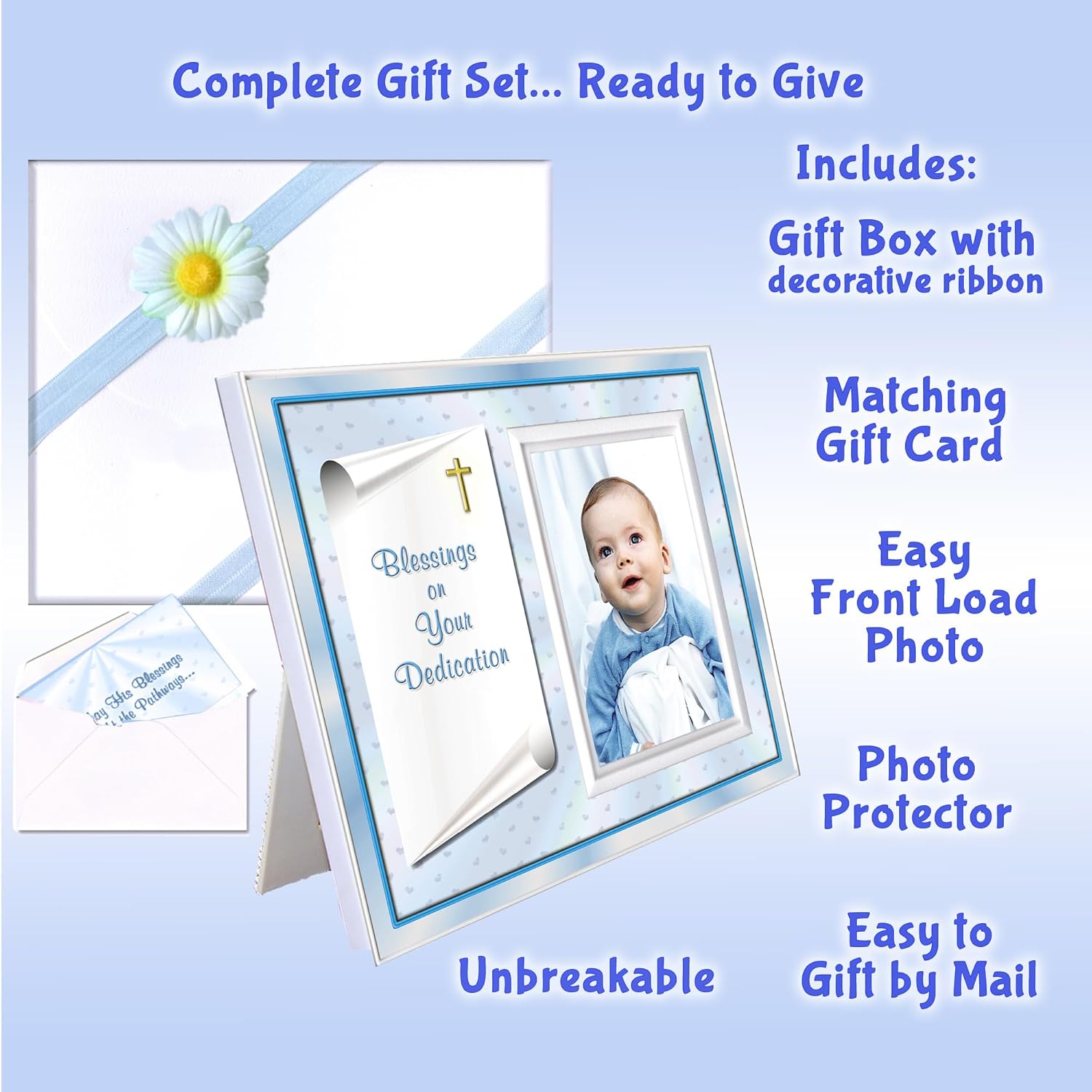 Baby Blessing Dedication Frame for Boy - GIFT-BOXED