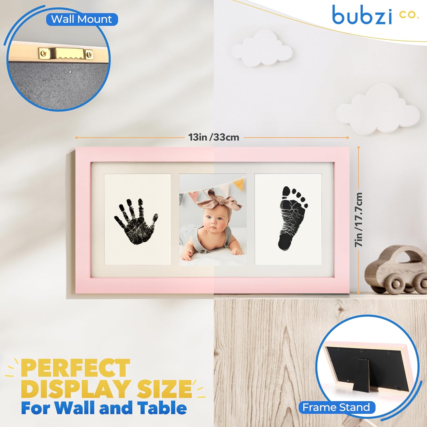 Bubzi Co Baby Handprint Kit Footprint Frame in Ballet Pink