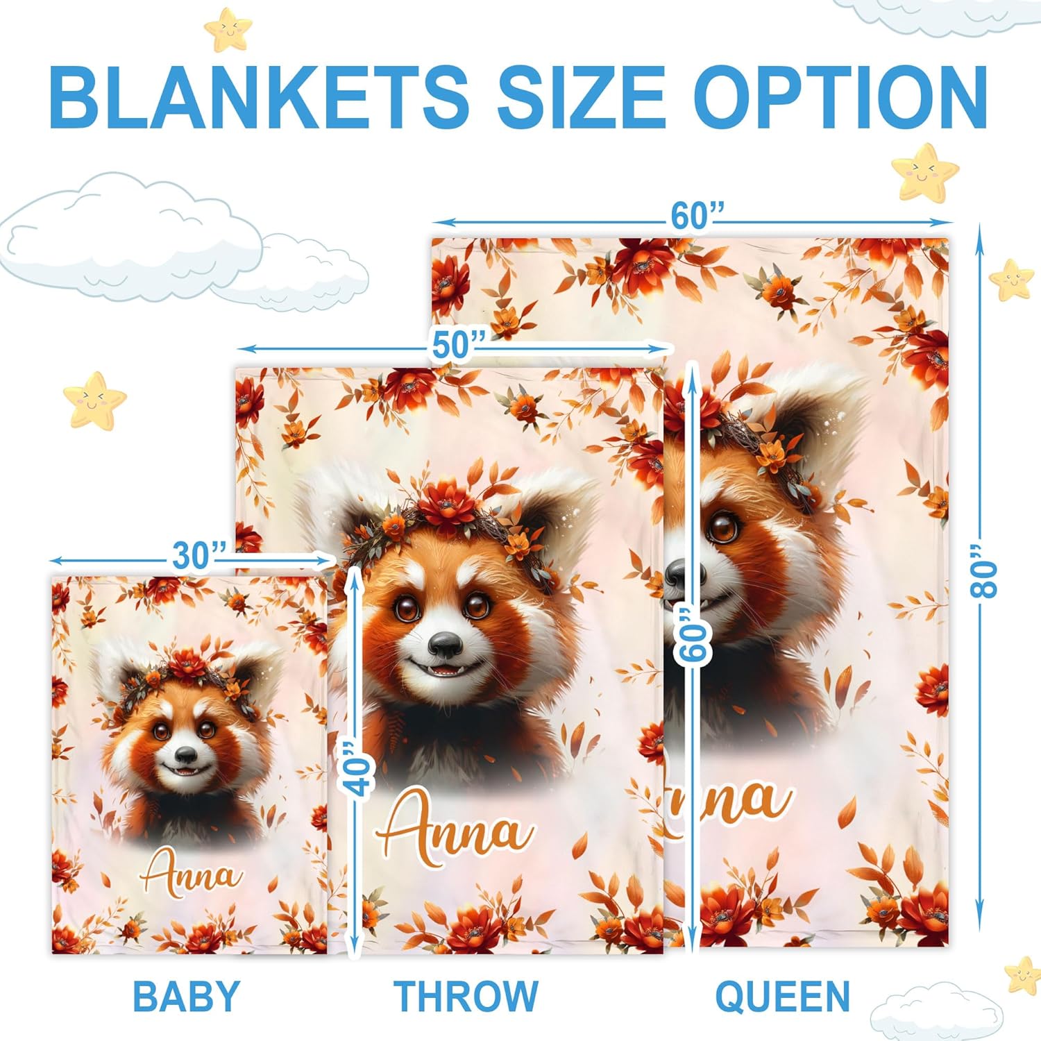 Hyturtle Personalized Red Panda Baby Blanket - Cozy Fleece Blanket for Newborns and Toddlers