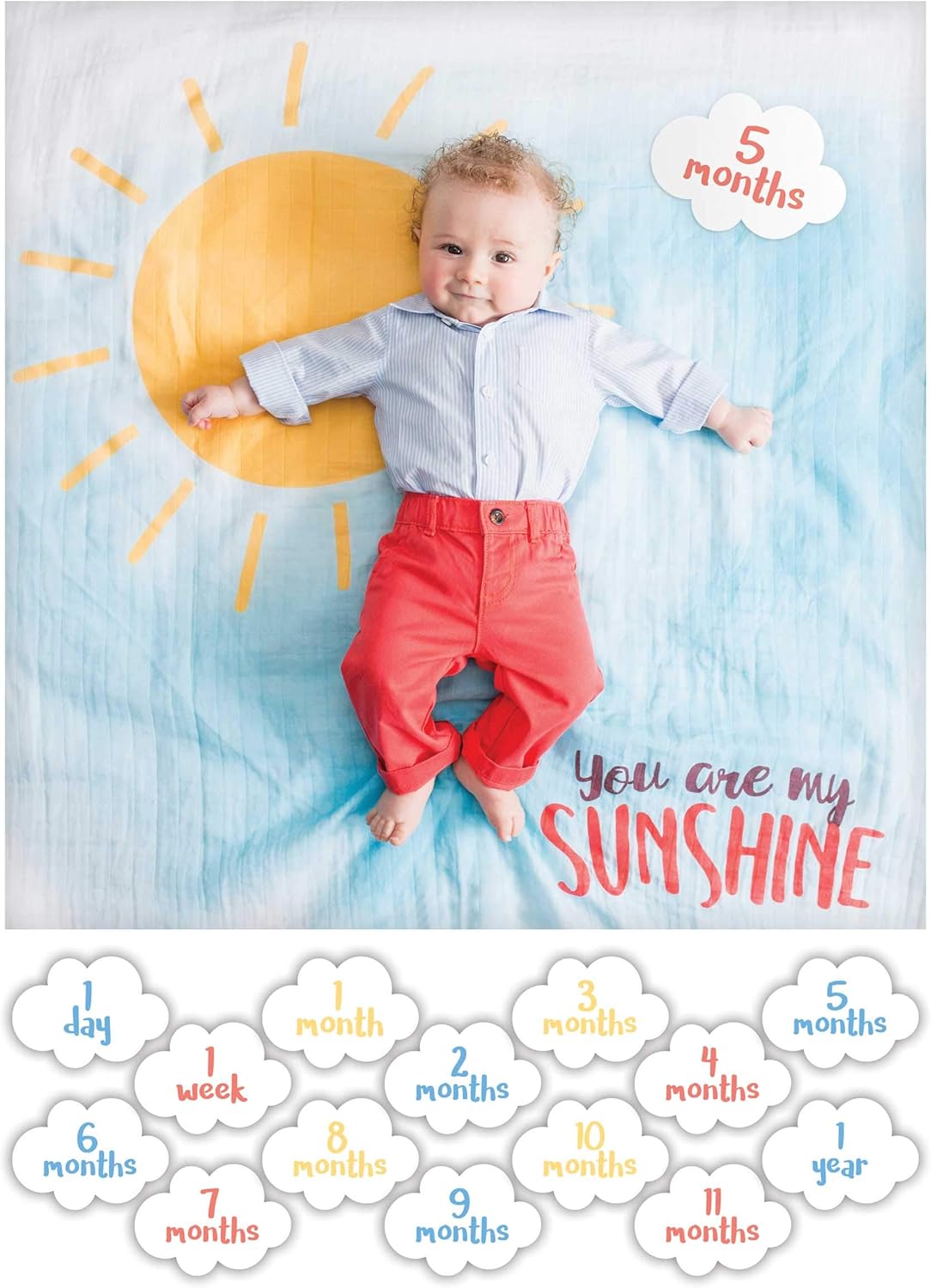 lulujo Baby Milestone Blanket and Card Set 40x40in