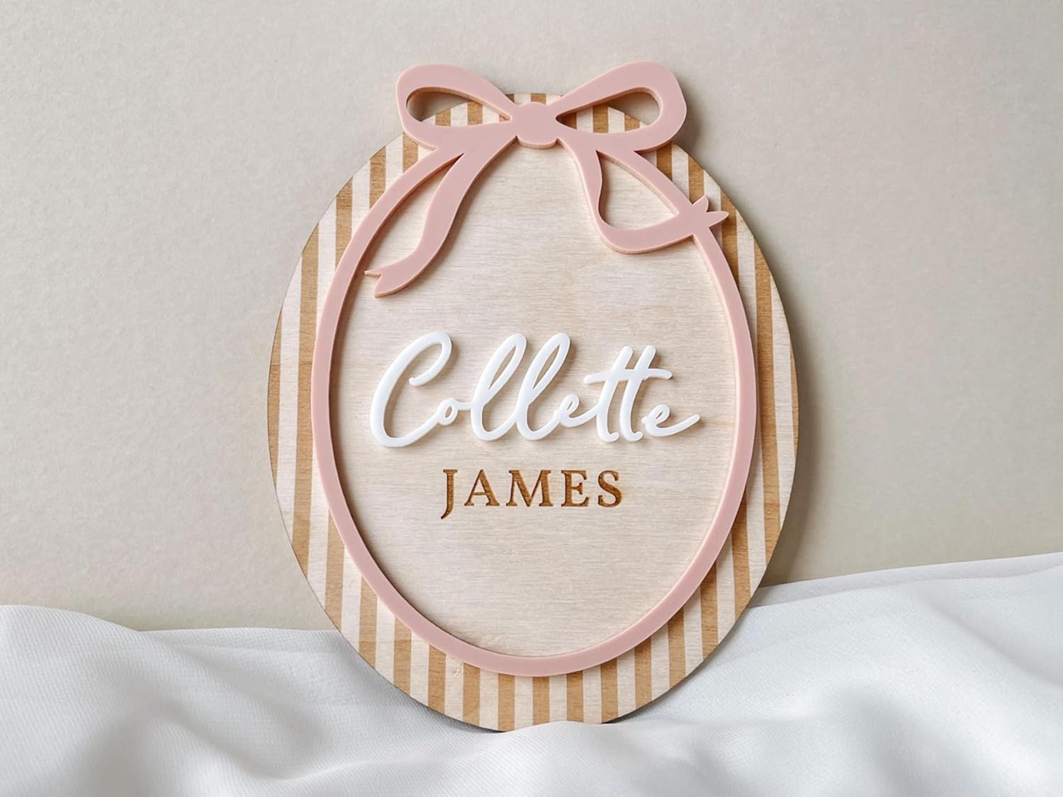 Personalized Baby Boy Name Wall Sign with Blue Bow