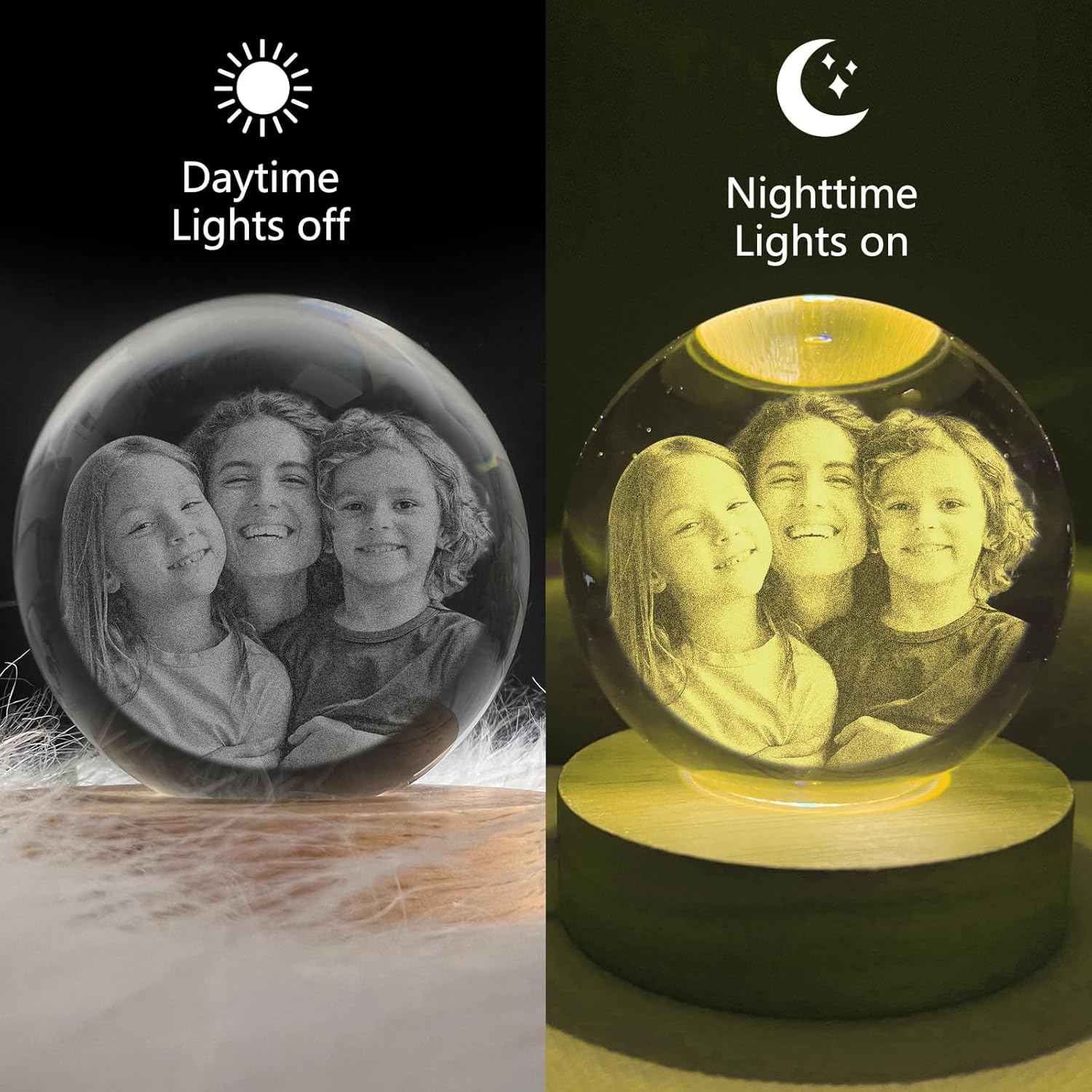 Personalized Crystal Ball Ultrasound Photo Frame with Night Light 1