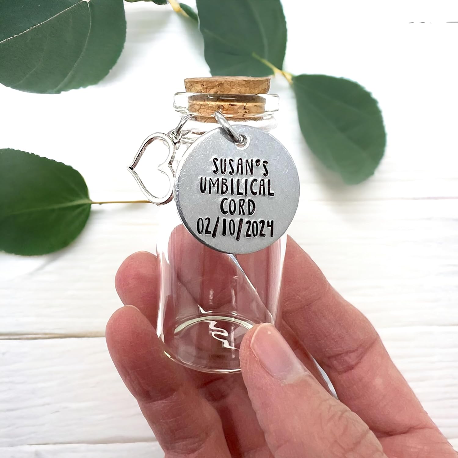 Umbilical Cord Keepsake Jar with Name and Date 1