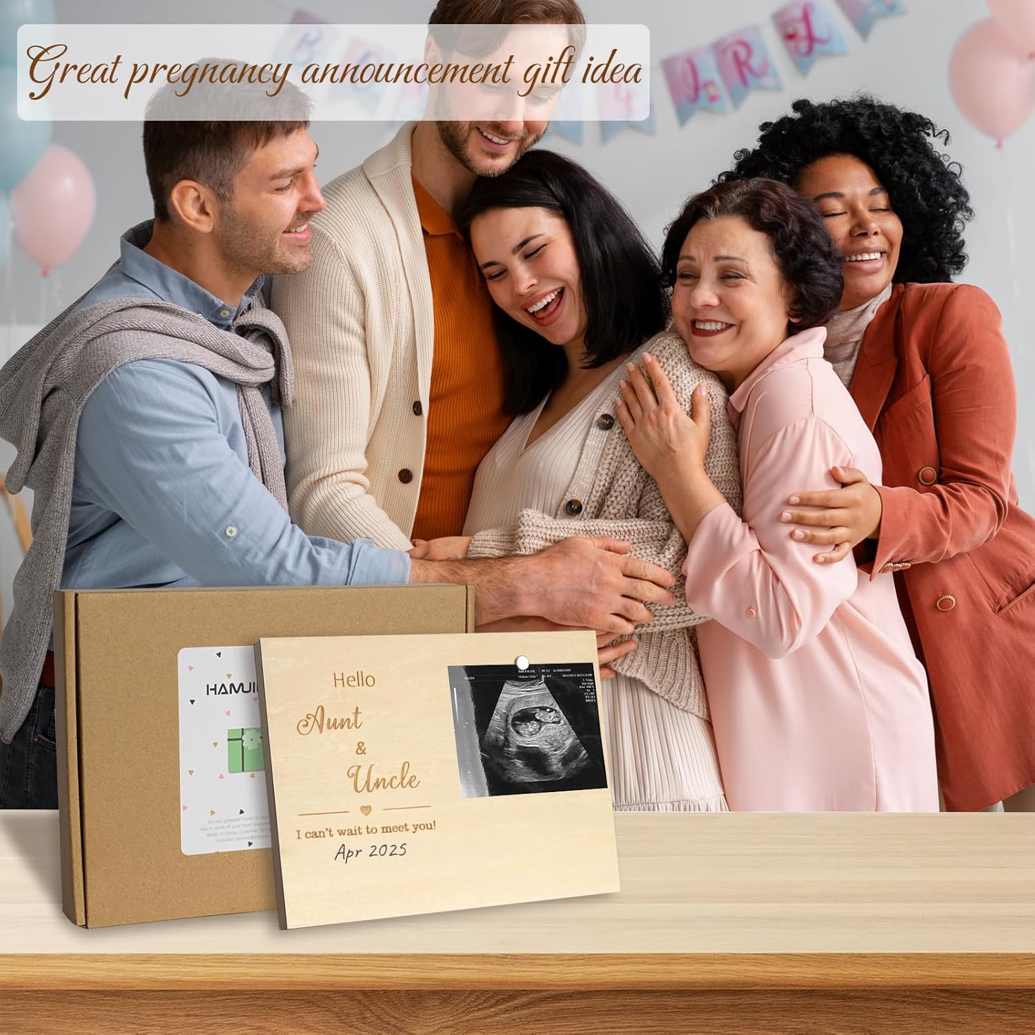 HAMUIERS Aunt Uncle Baby Announcement Frame