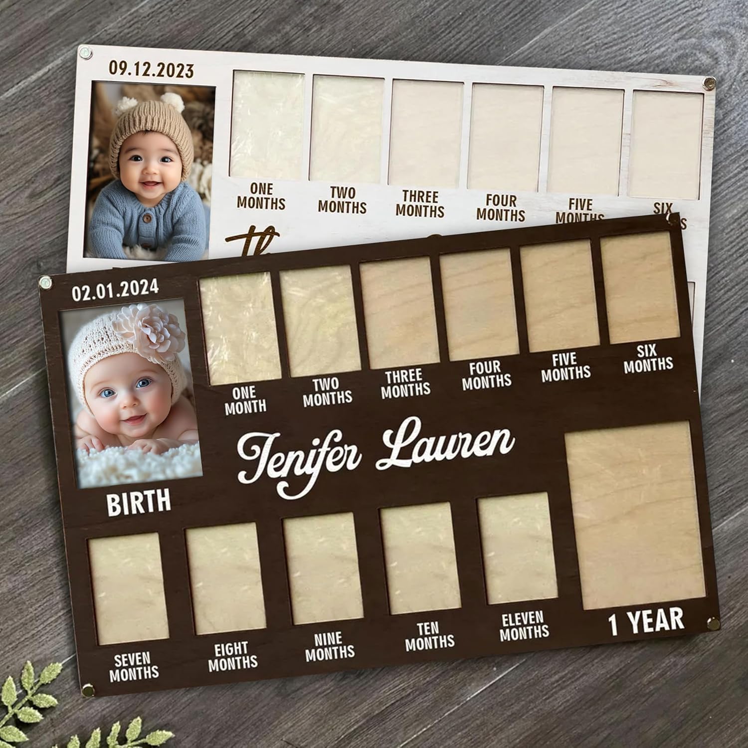 V-DECORPARKS My First Year Photo Frame - Custom Babys Birth Date 12 Month Display