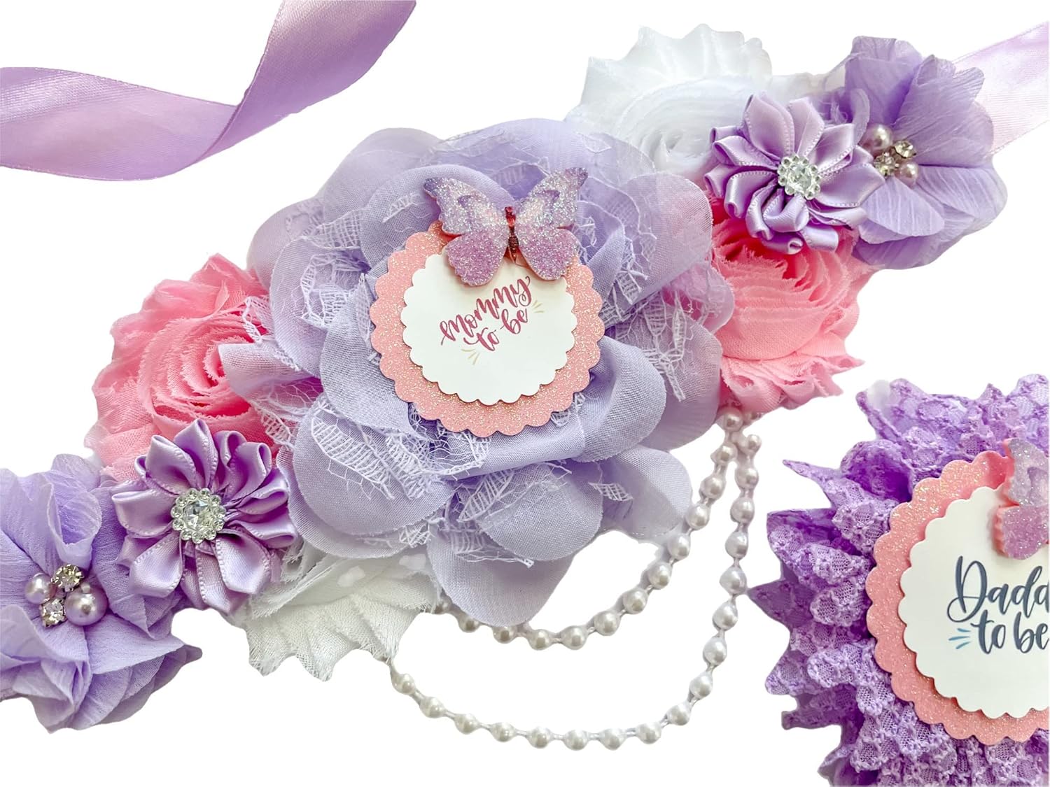 Lavender Butterfly Mom to Be Maternity Sash
