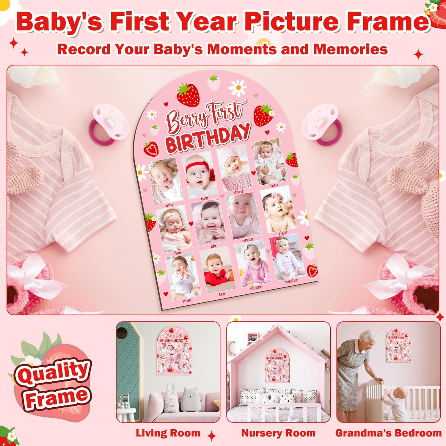 R HORSE 3D Berry 1st Birthday Wood Frame Display Board