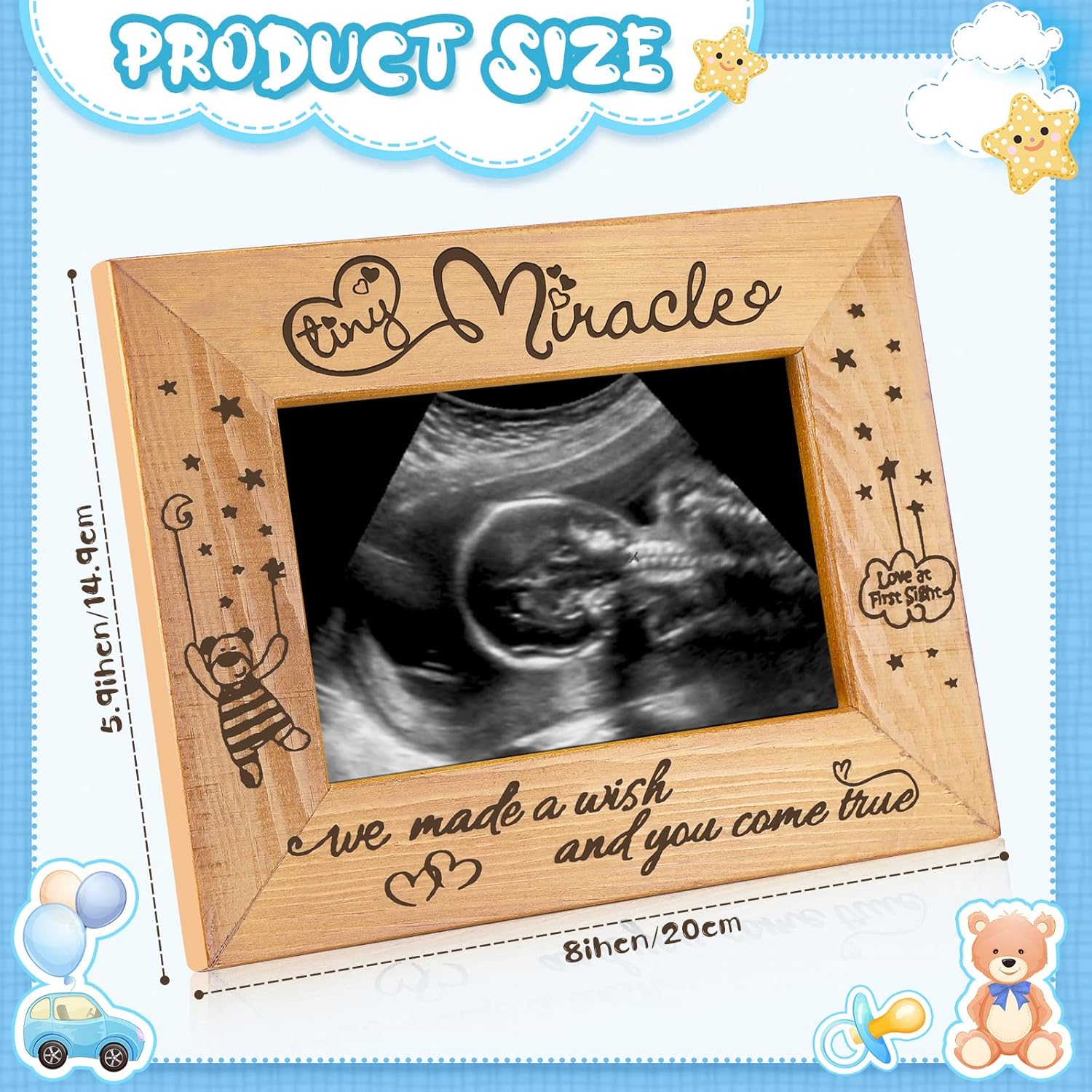 Jenaai Tiny Miracle Engraved Ultrasound Photo Frame