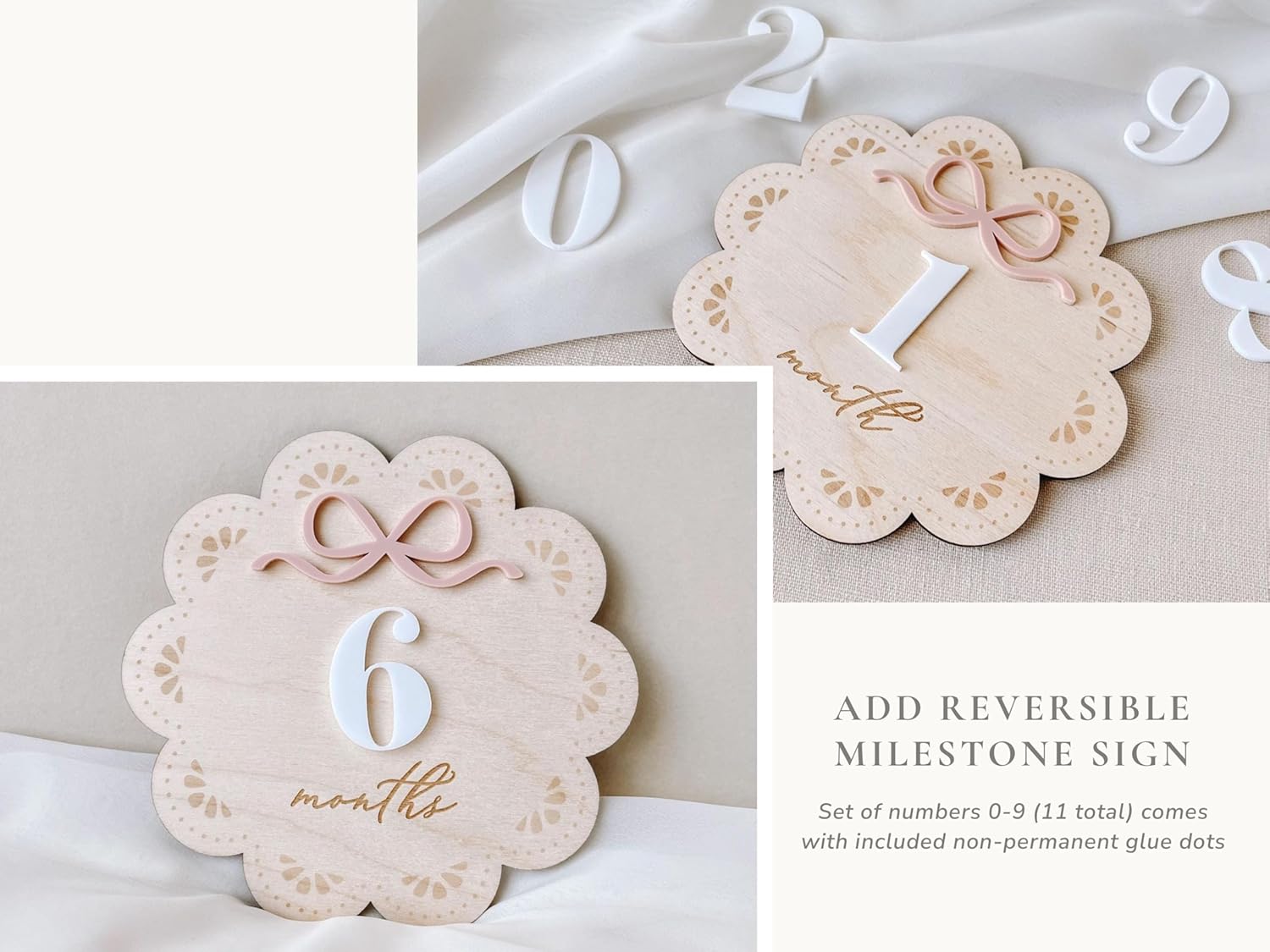 Personalized Baby Birth Announcement Sign with Scalloped Floral Design 1