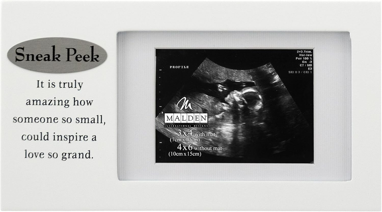 Malden International Designs Sneak Peek Sonogram Frame 4x6 White
