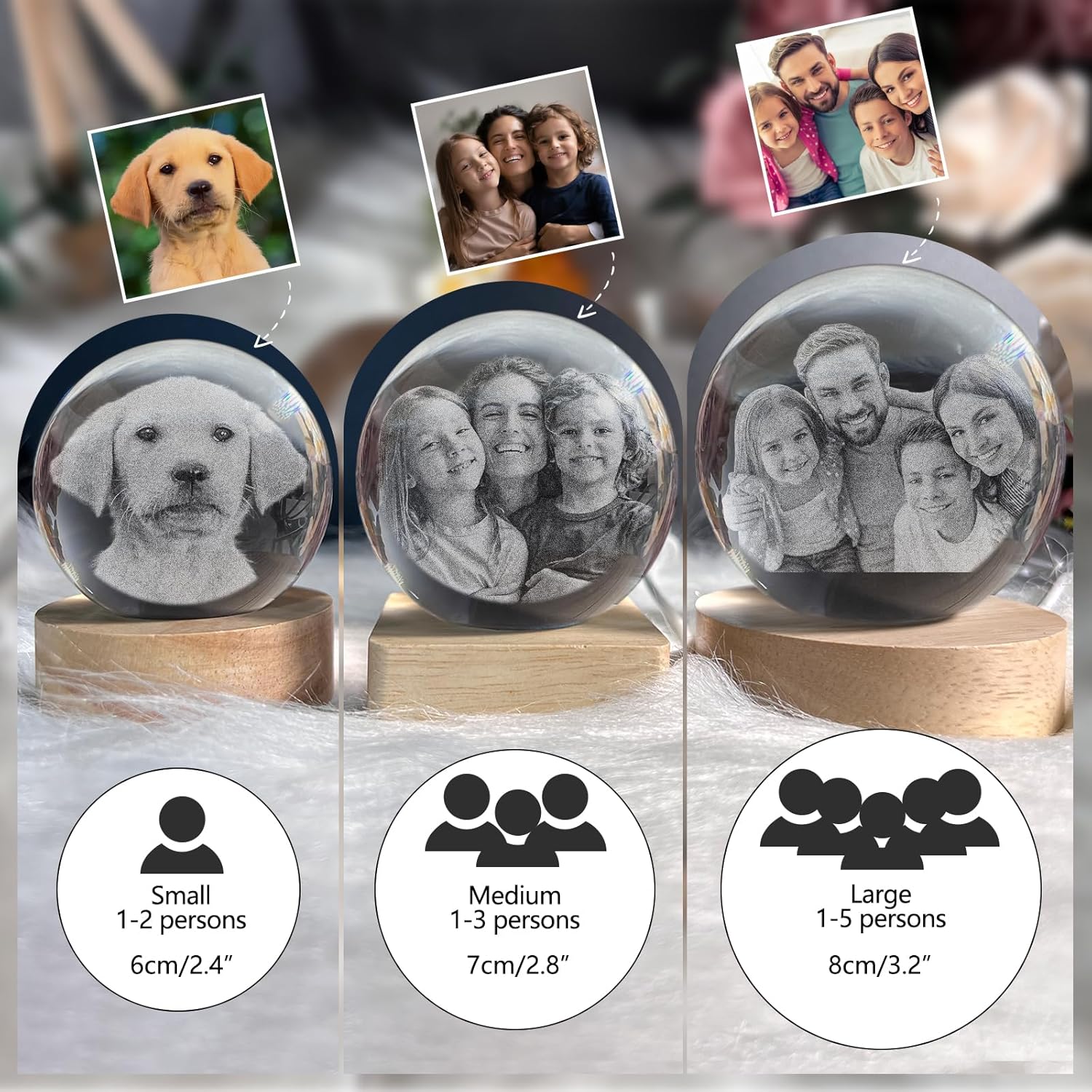 Personalized Crystal Ball Ultrasound Photo Frame with Night Light 1