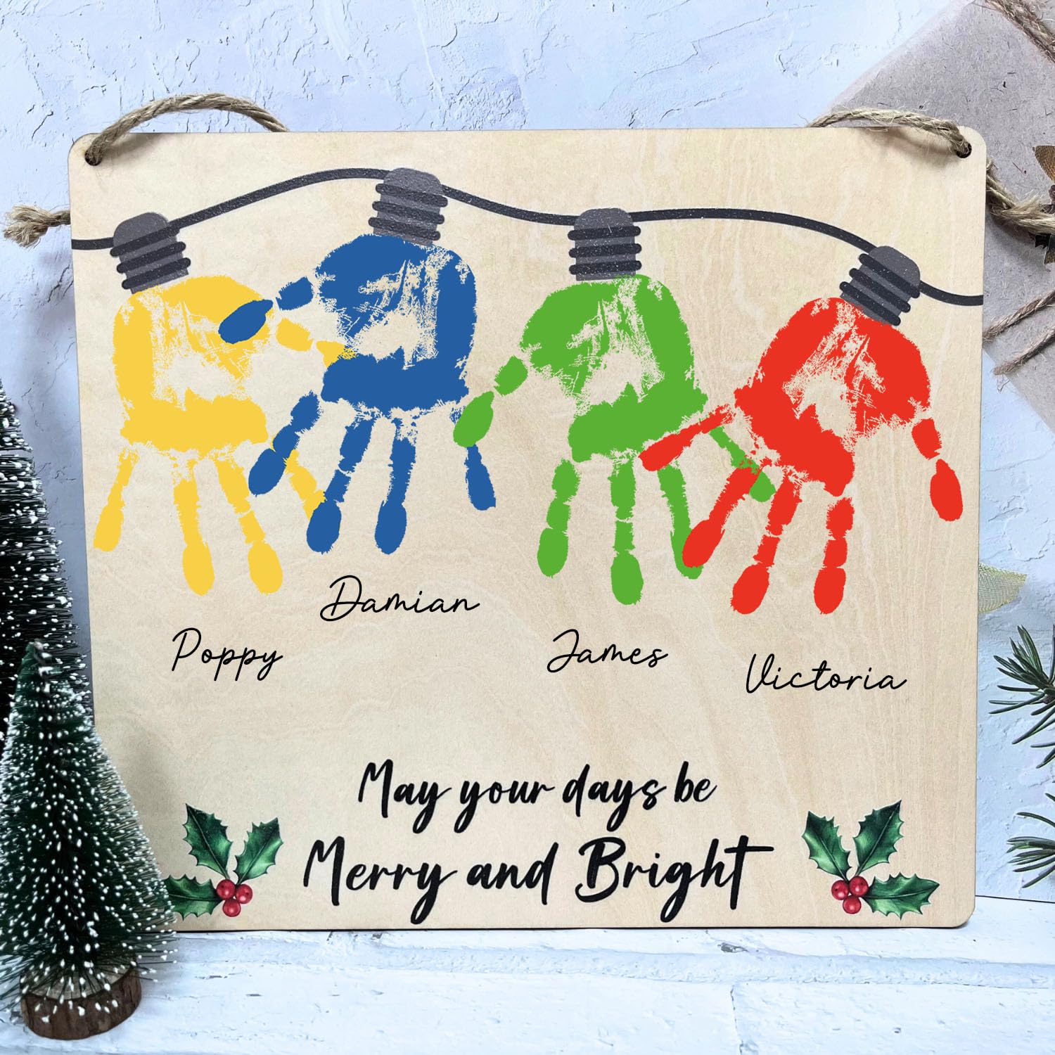 TRUMPETIC Christmas Lights Handprint Craft 8x10 1