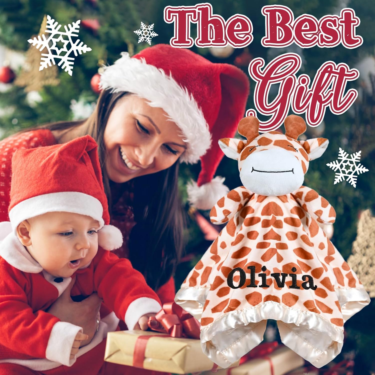 Personalized Giraffe Lovey - Baby Security Blanket 1
