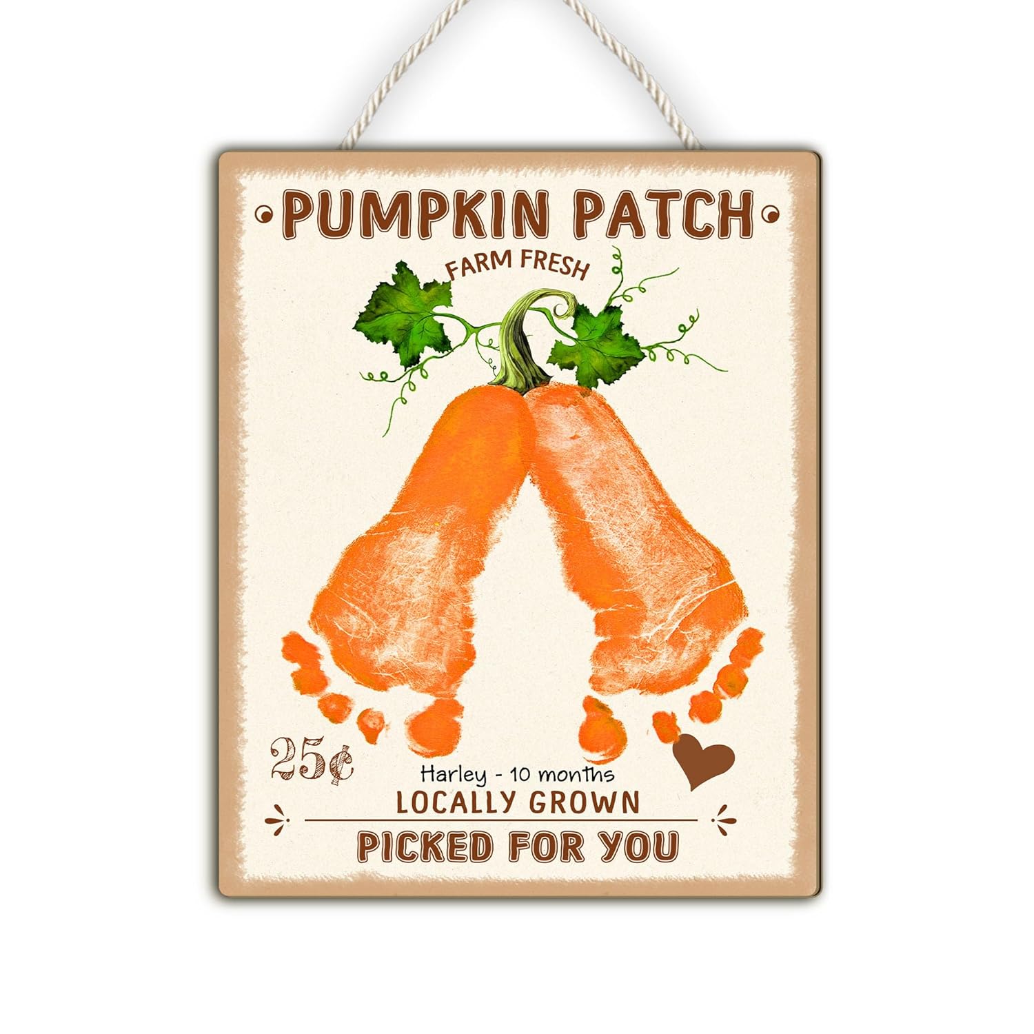 Custom DIY Baby Footprint Farm Sign Pumpkin Patch Wooden Hanging Sign