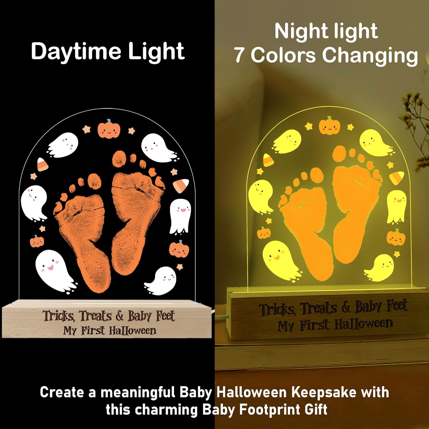 DIY Halloween Footprint Art Sign Baby Night Light Keepsake