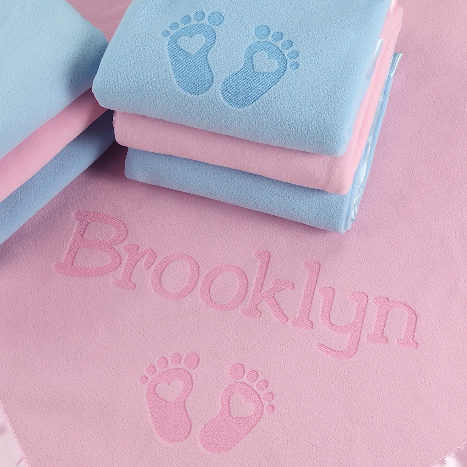 Custom Catch Personalized Baby Blanket with Name - Pink or Blue