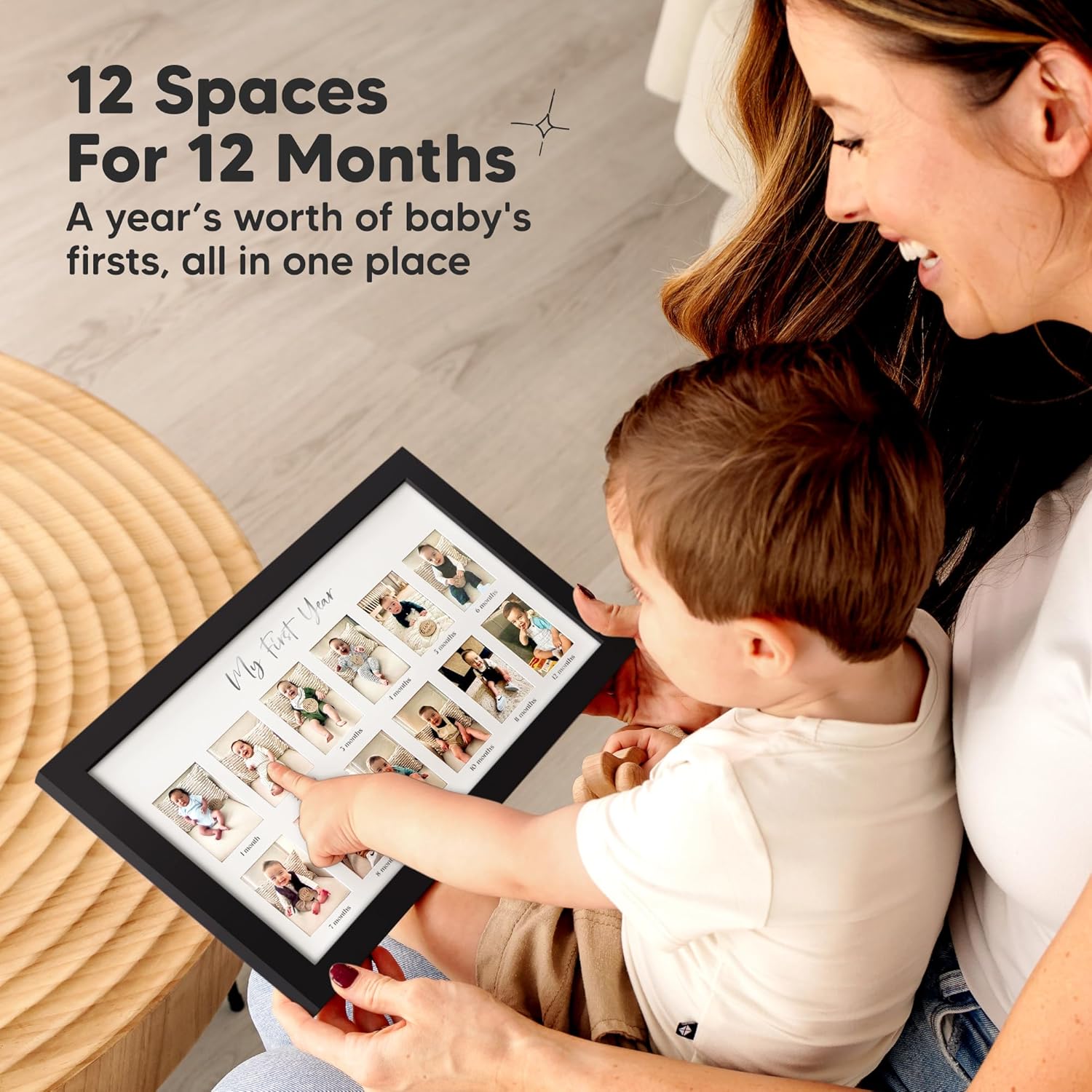 KeaBabies 12-Month Baby Photo Frame with Inkless Hand Footprint Kit