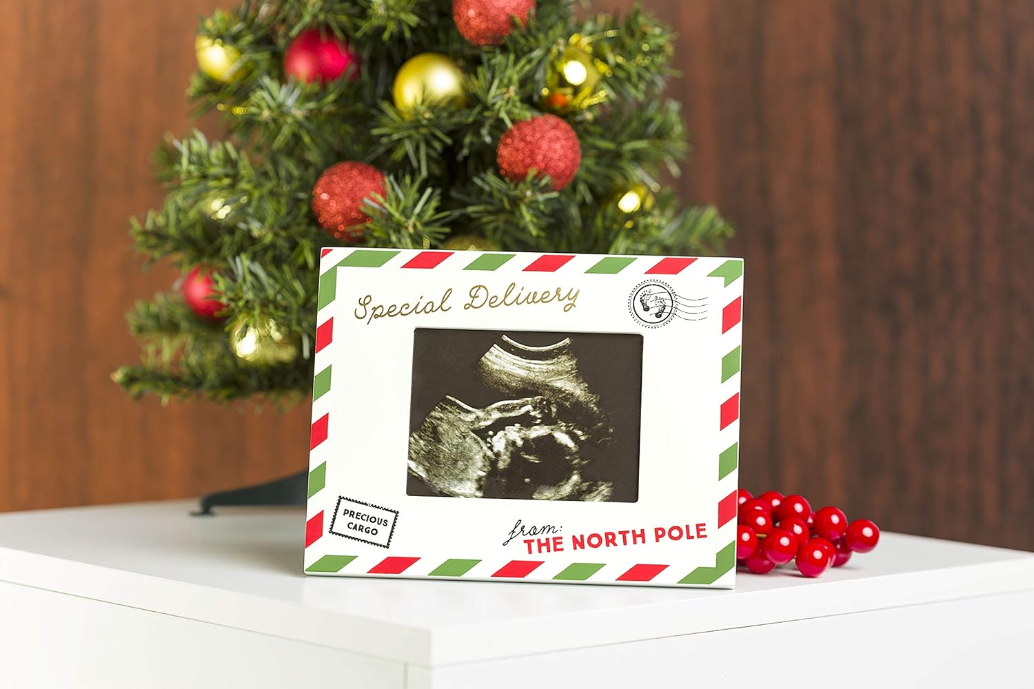 Pearhead Holiday Sonogram Frame with Easel and Hanger