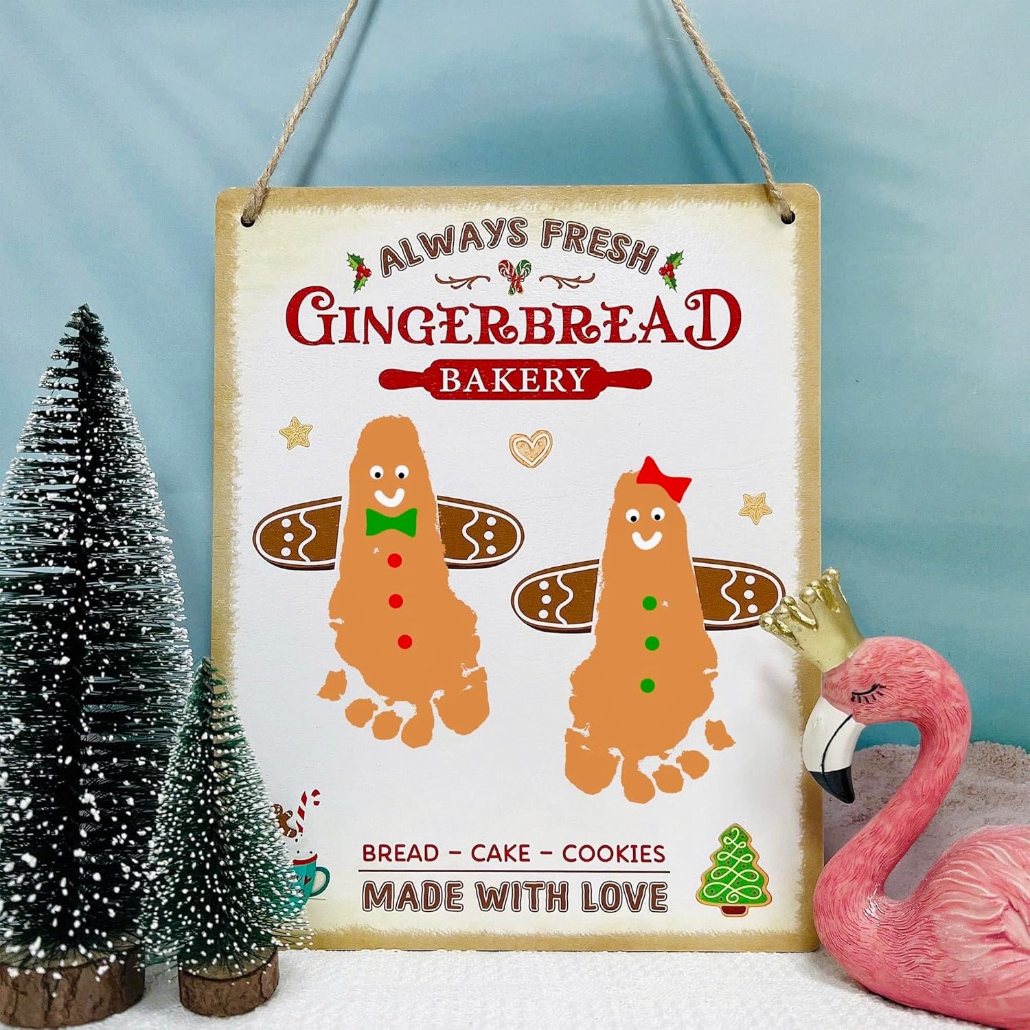 Gingerbread Baby Footprint Christmas DIY Hanging Sign