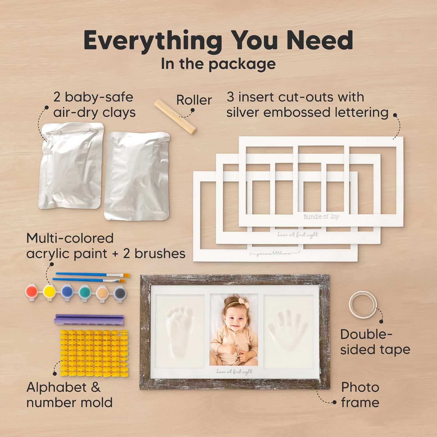 KeaBabies Baby Handprint Footprint Kit Frame - Duo Keepsake