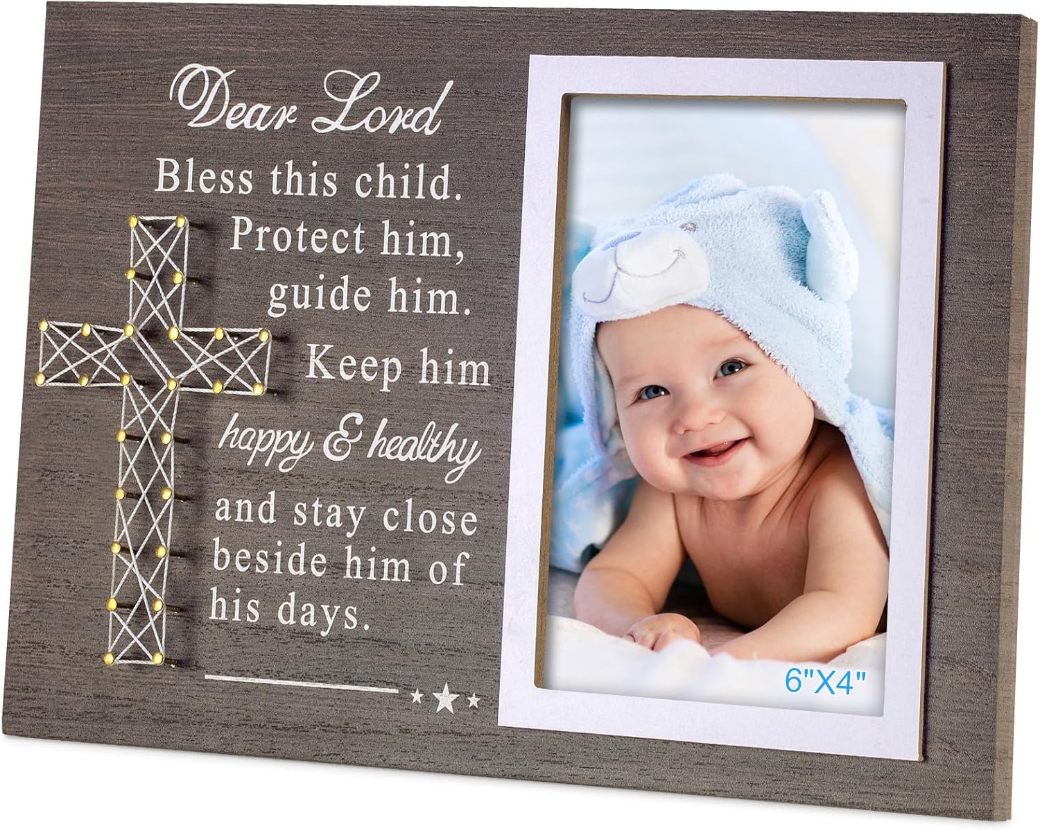 Yakucho Baptism Frame for Boys and Girls - 4x6 Inch Double Frame with Blessing Card