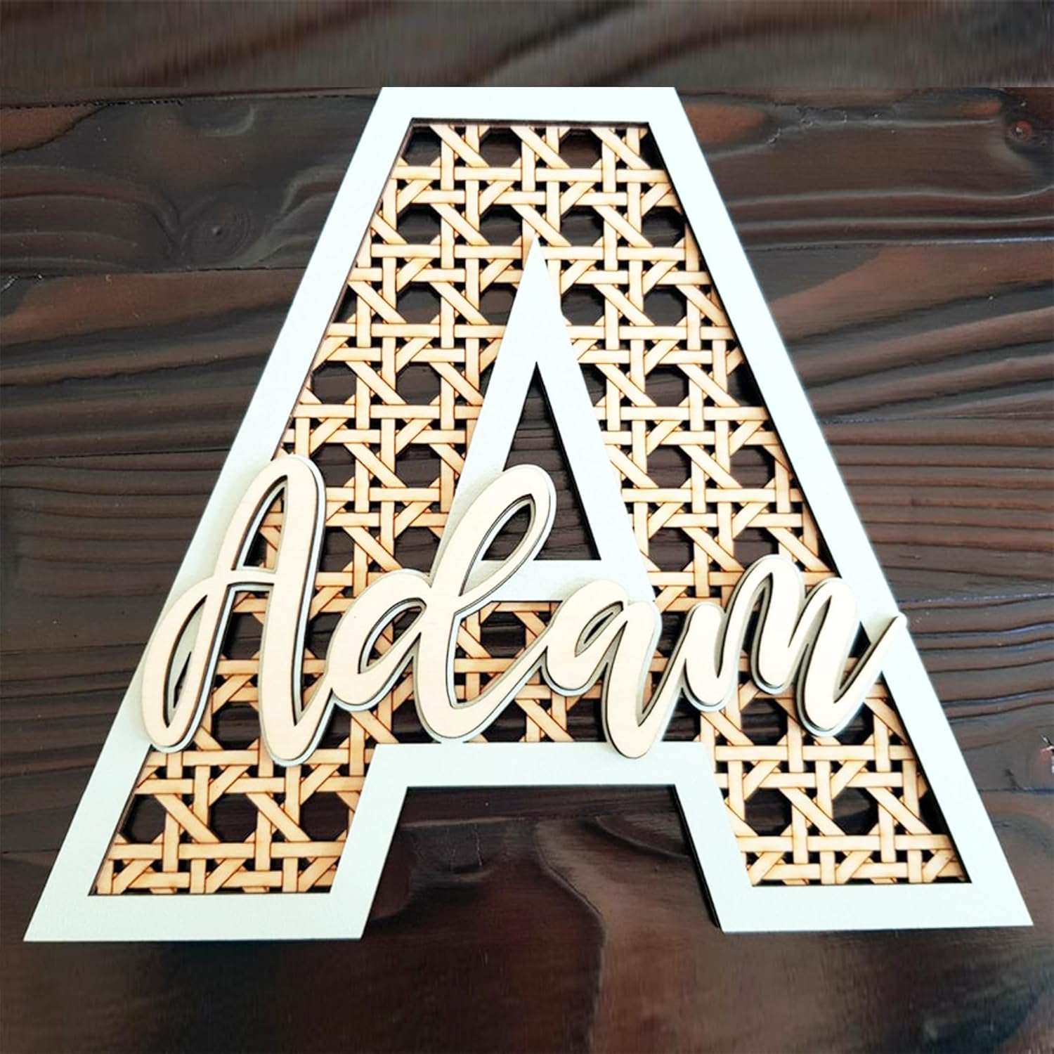 Chillever Custom Wood Name Sign with Initials
