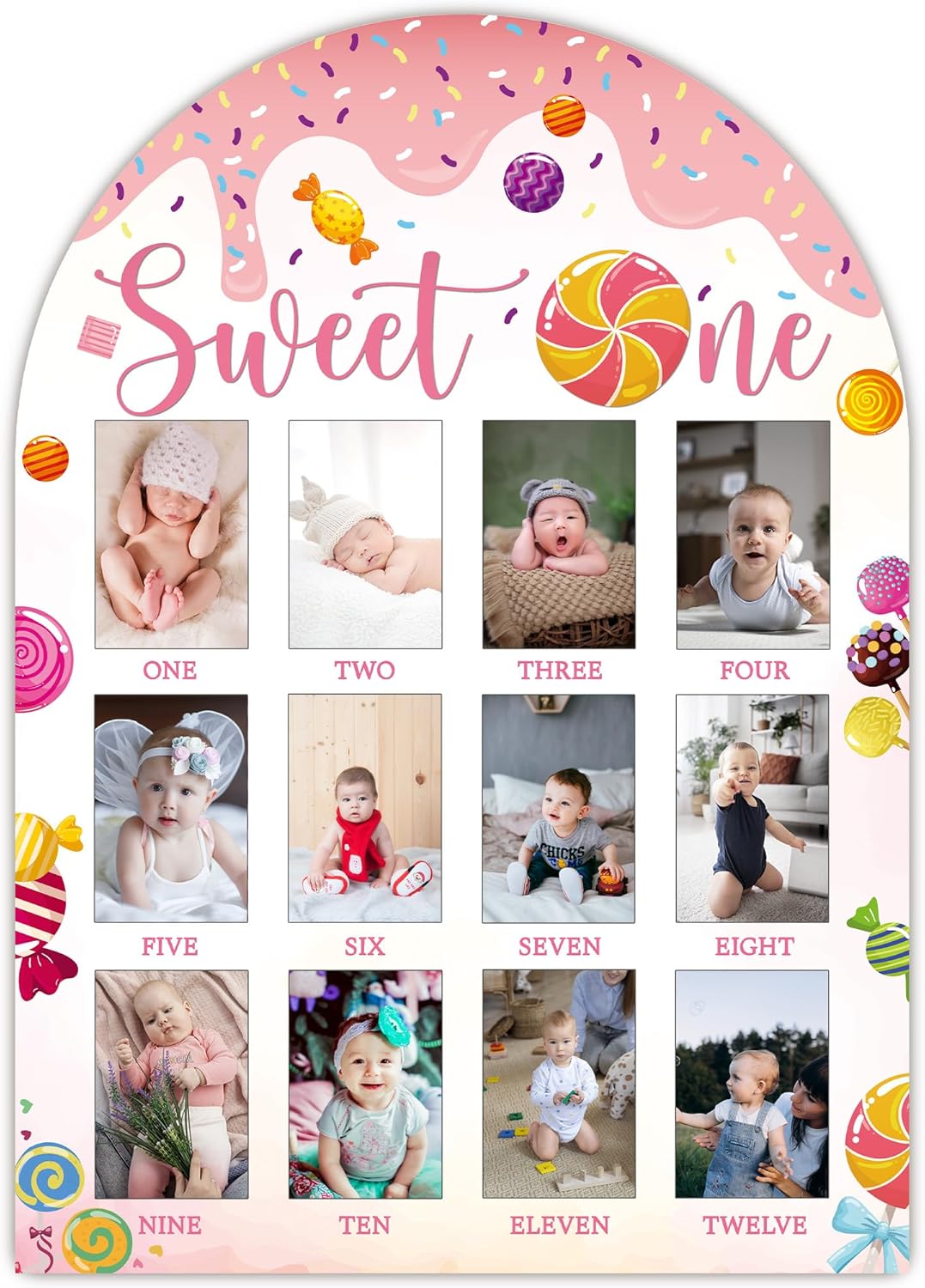 My First Year Photo Board 12 Months Wooden Frame for Baby Milestones