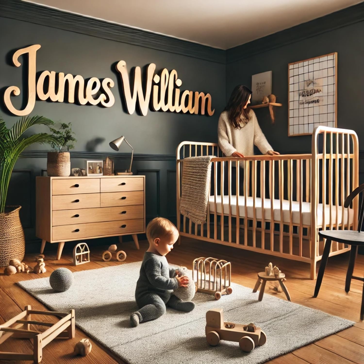 Personalized Wooden Baby Name Sign for Wall 1