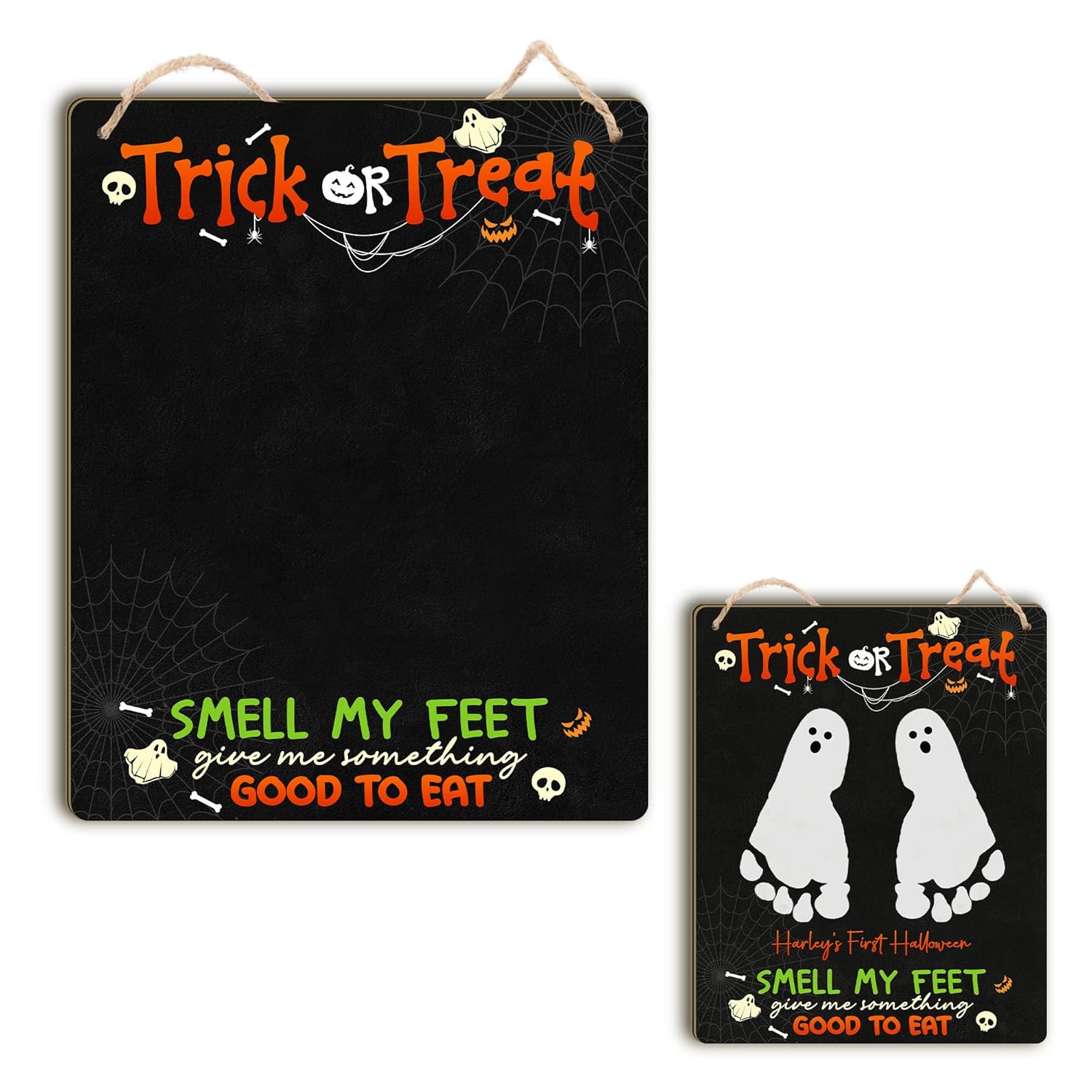 Babys First Halloween Footprint Wooden Sign