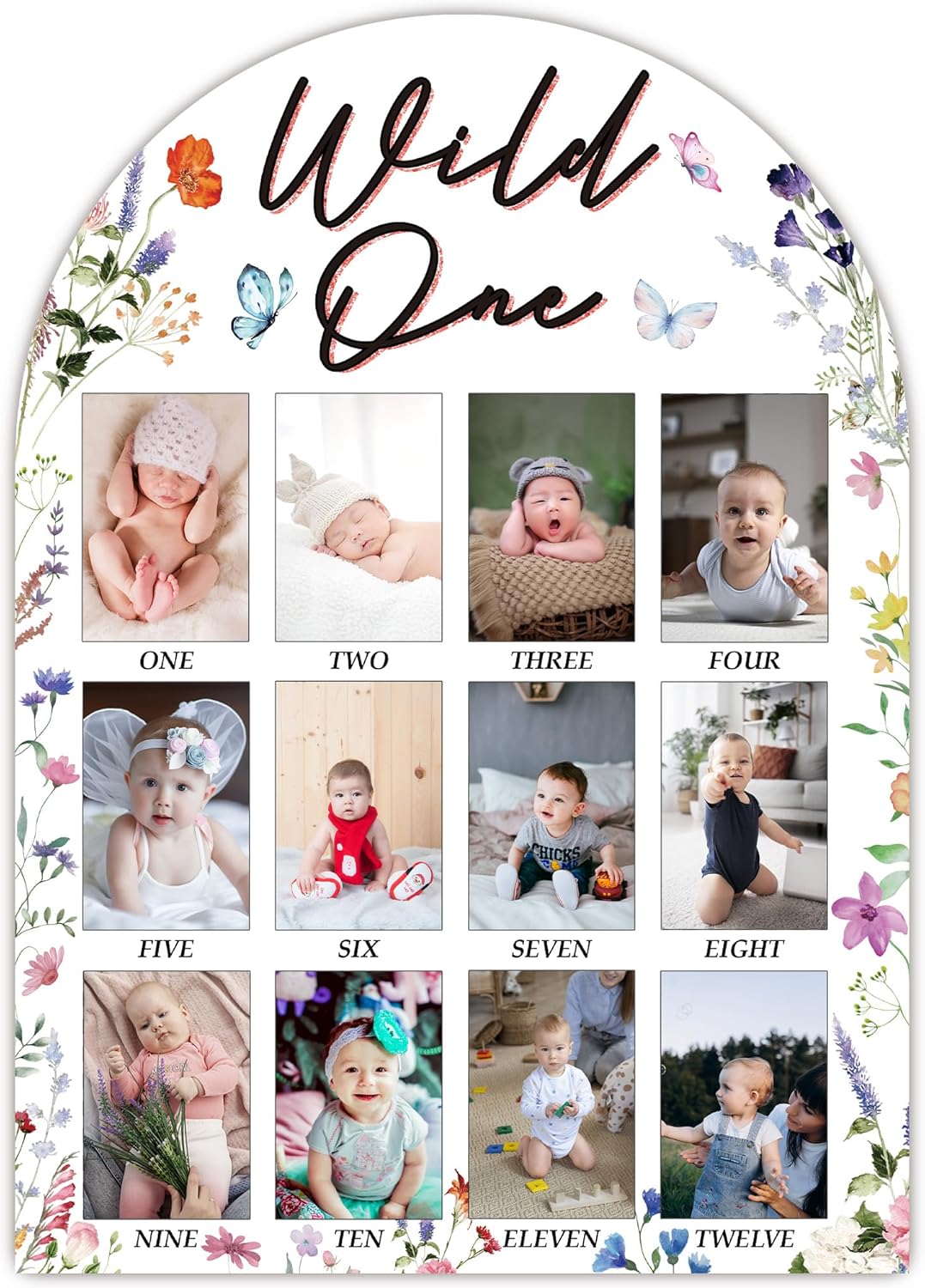 My First Year Photo Board 12 Months Wooden Frame