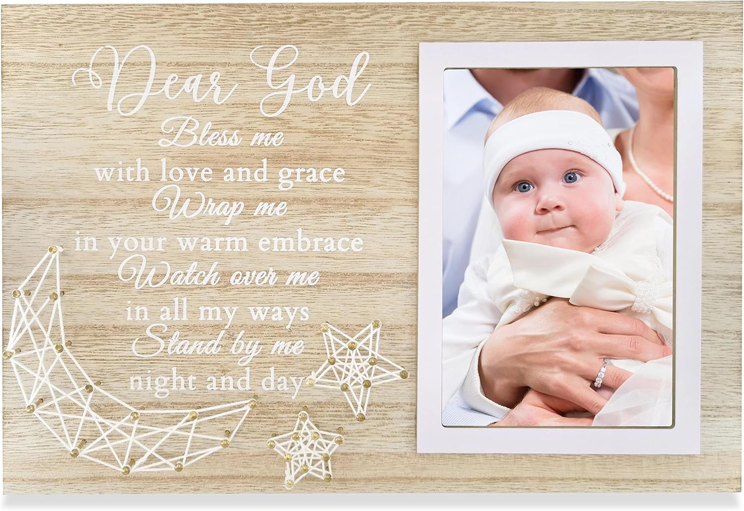 Baptism Gifts for Girls Boys - Wooden 4x6 Frame with Blessing Art