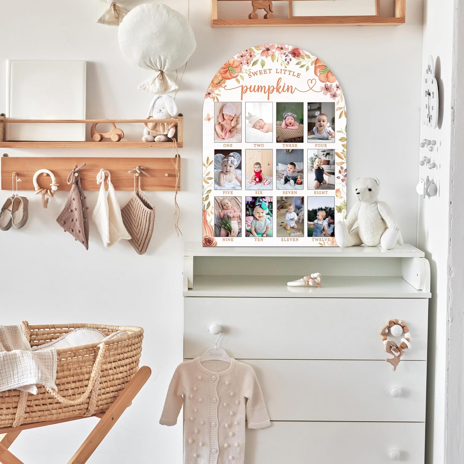 My First Year Photo Board - 12 Months Wooden Frame