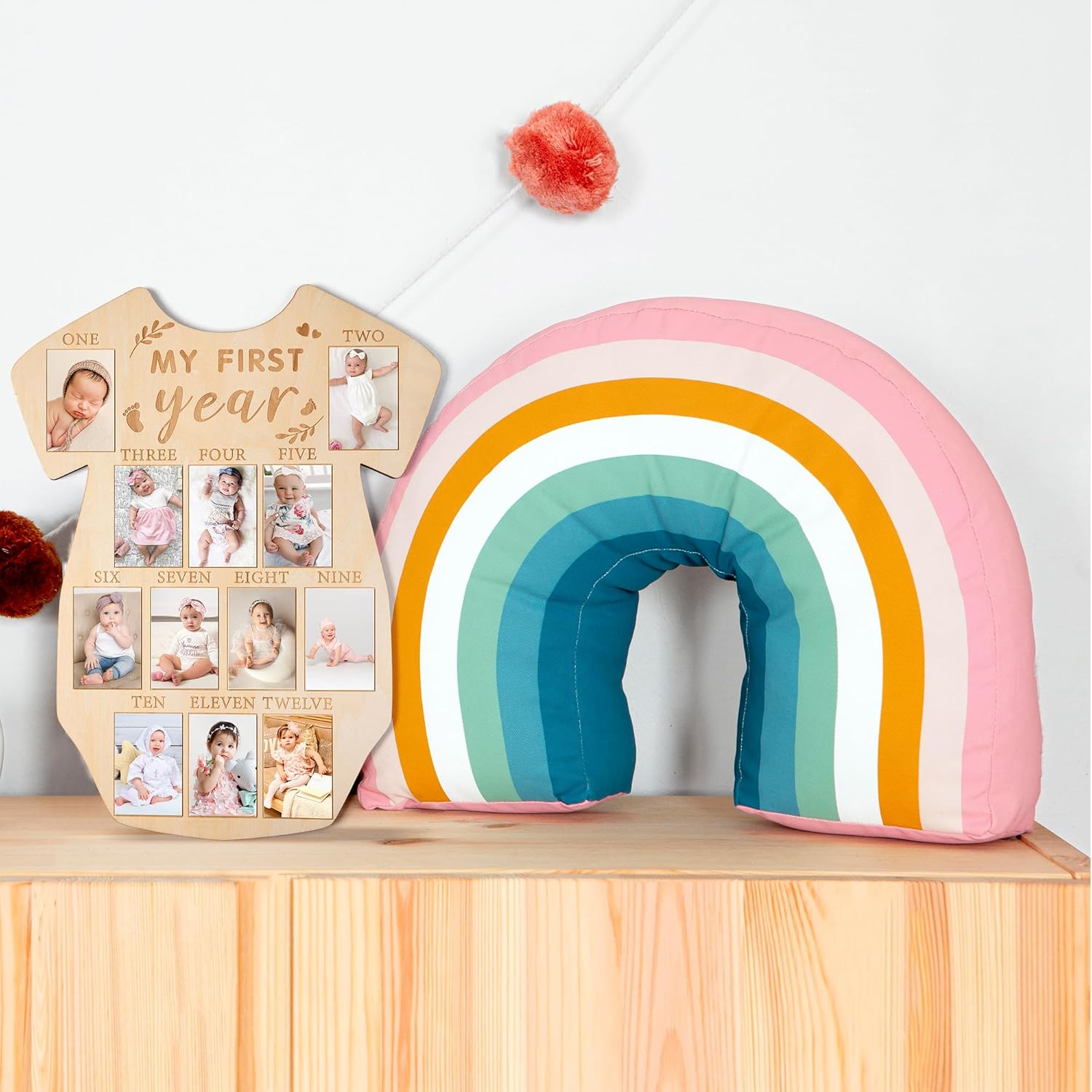 R HORSE 12 Months Milestone Photo Frame Wood Board