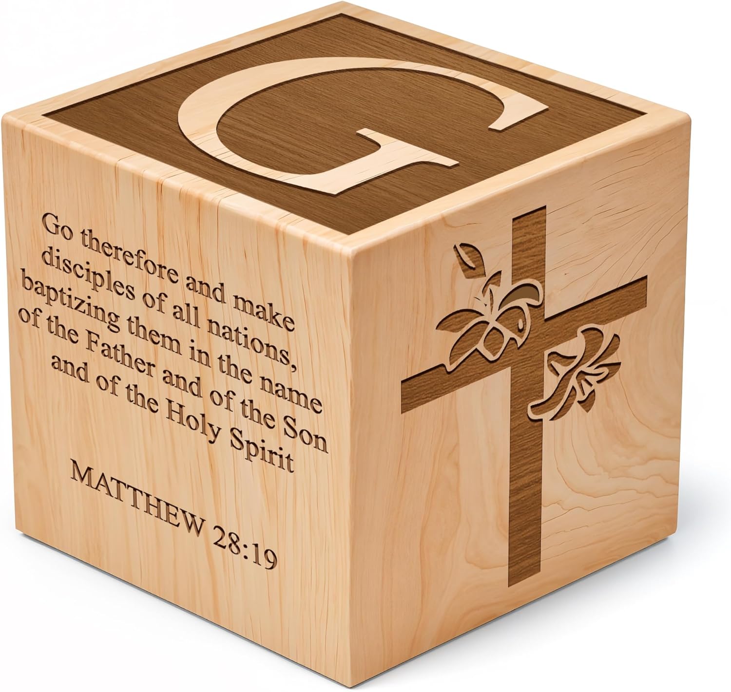Personalized Baby Baptism Wood Block Custom Laser Engraved Gifts for Boys Girls