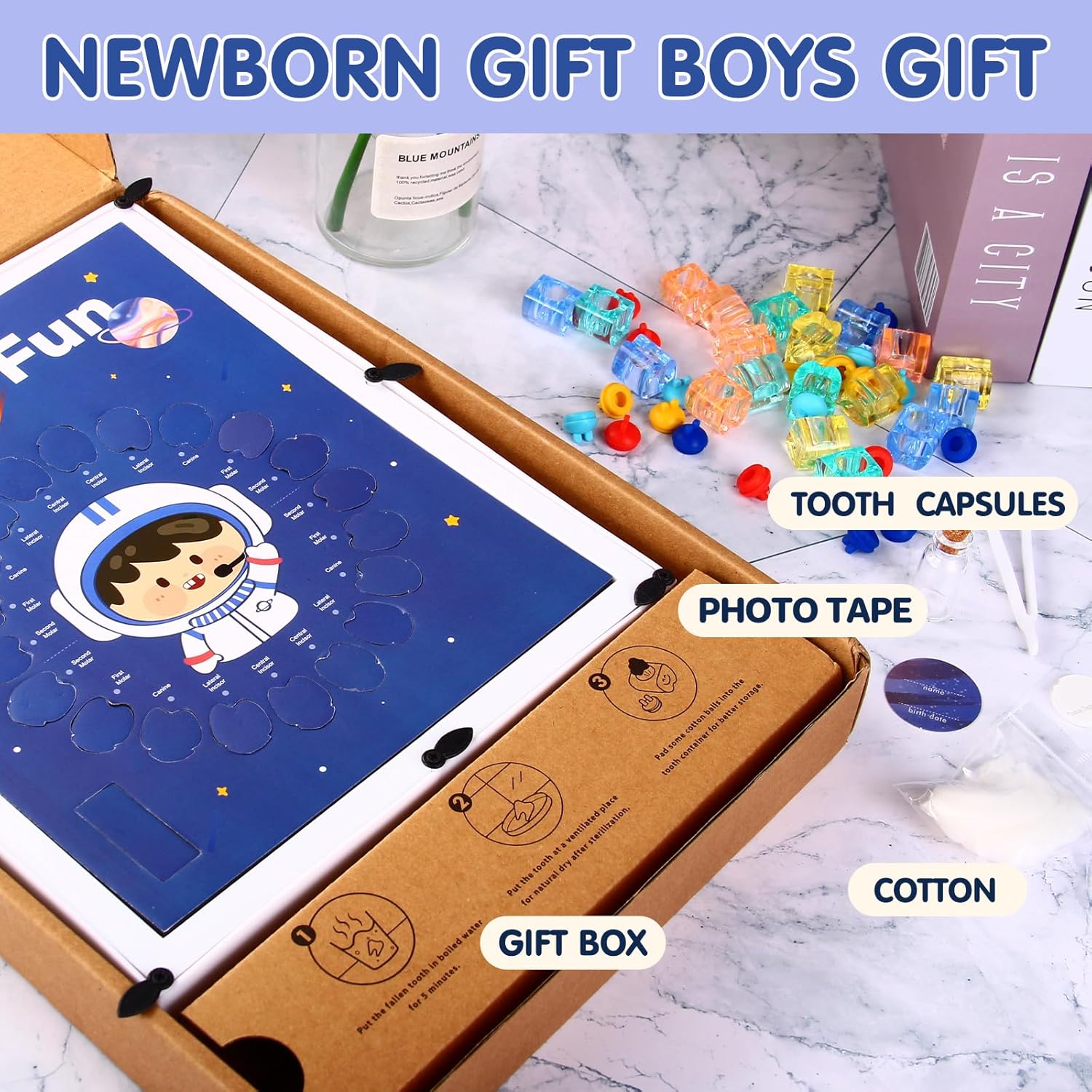 Baby Tooth Keepsake Box Astronaut Blue