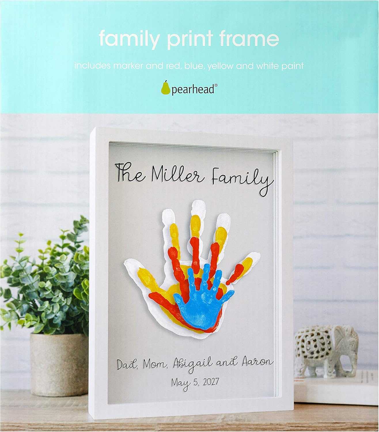 Pearhead Clear Family Handprint Frame 4 Paint Colors Included