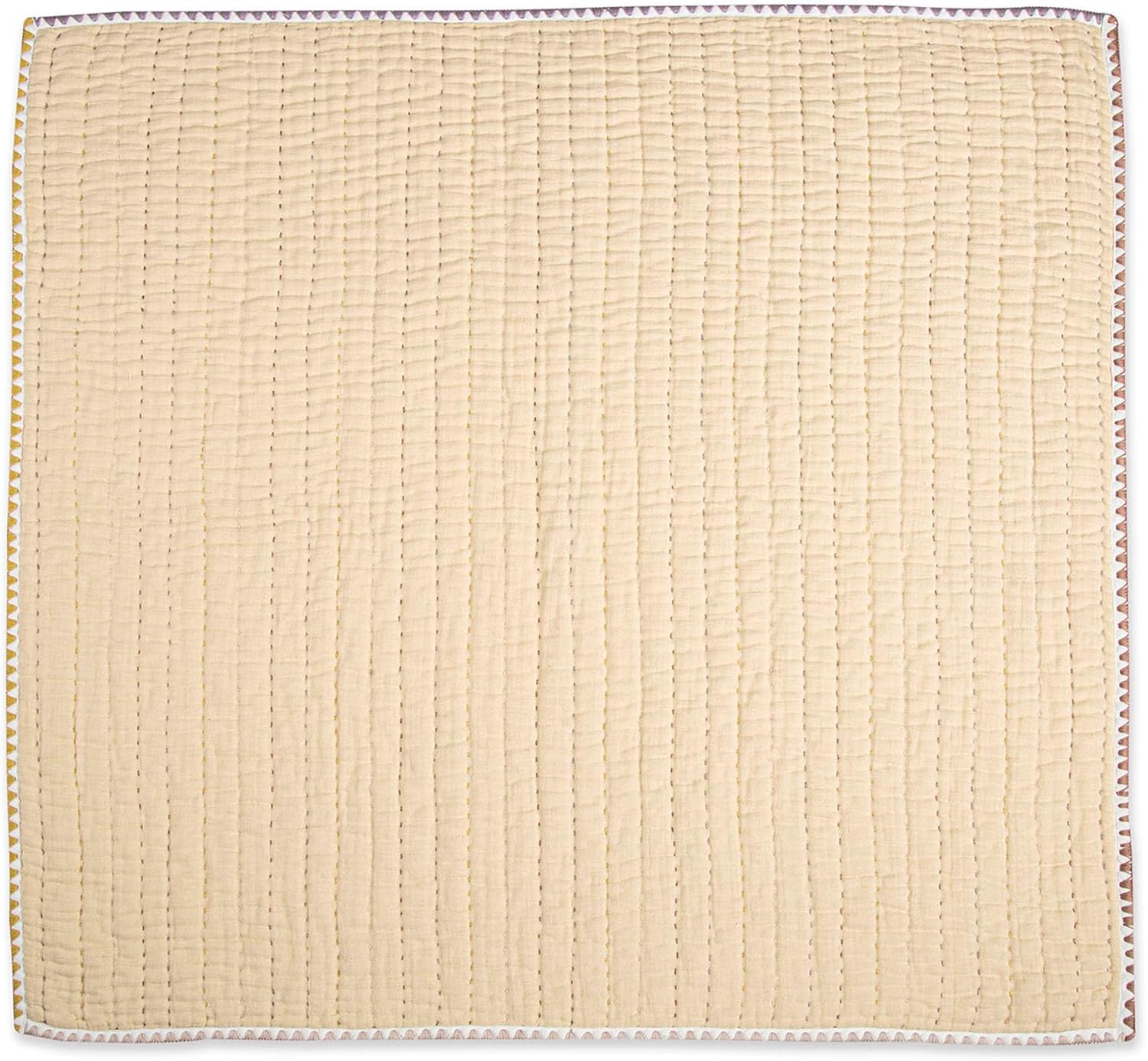 Crane Baby Quilted Cotton Blanket 36x36 Light Yellow