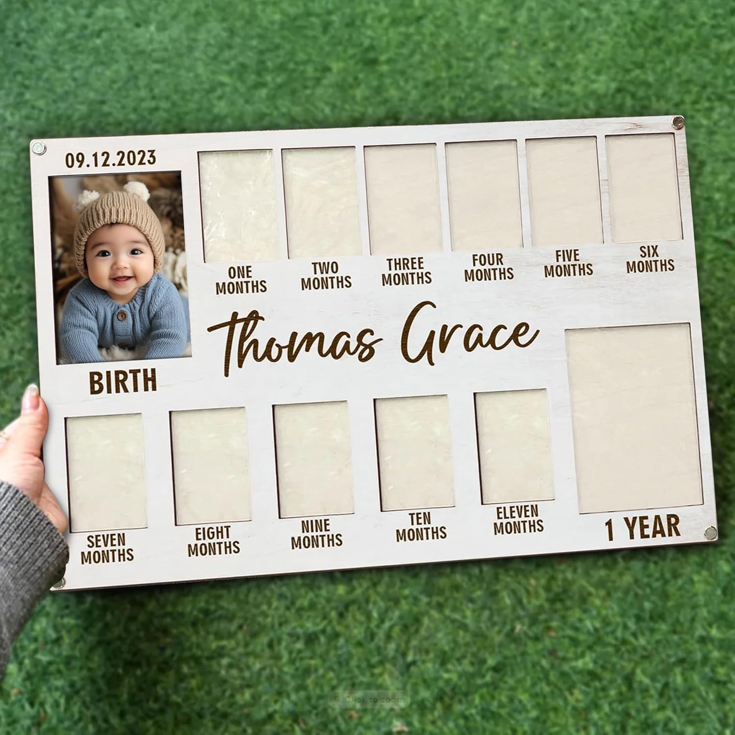 V-DECORPARKS My First Year Photo Frame - Custom Babys Birth Date 12 Month Display