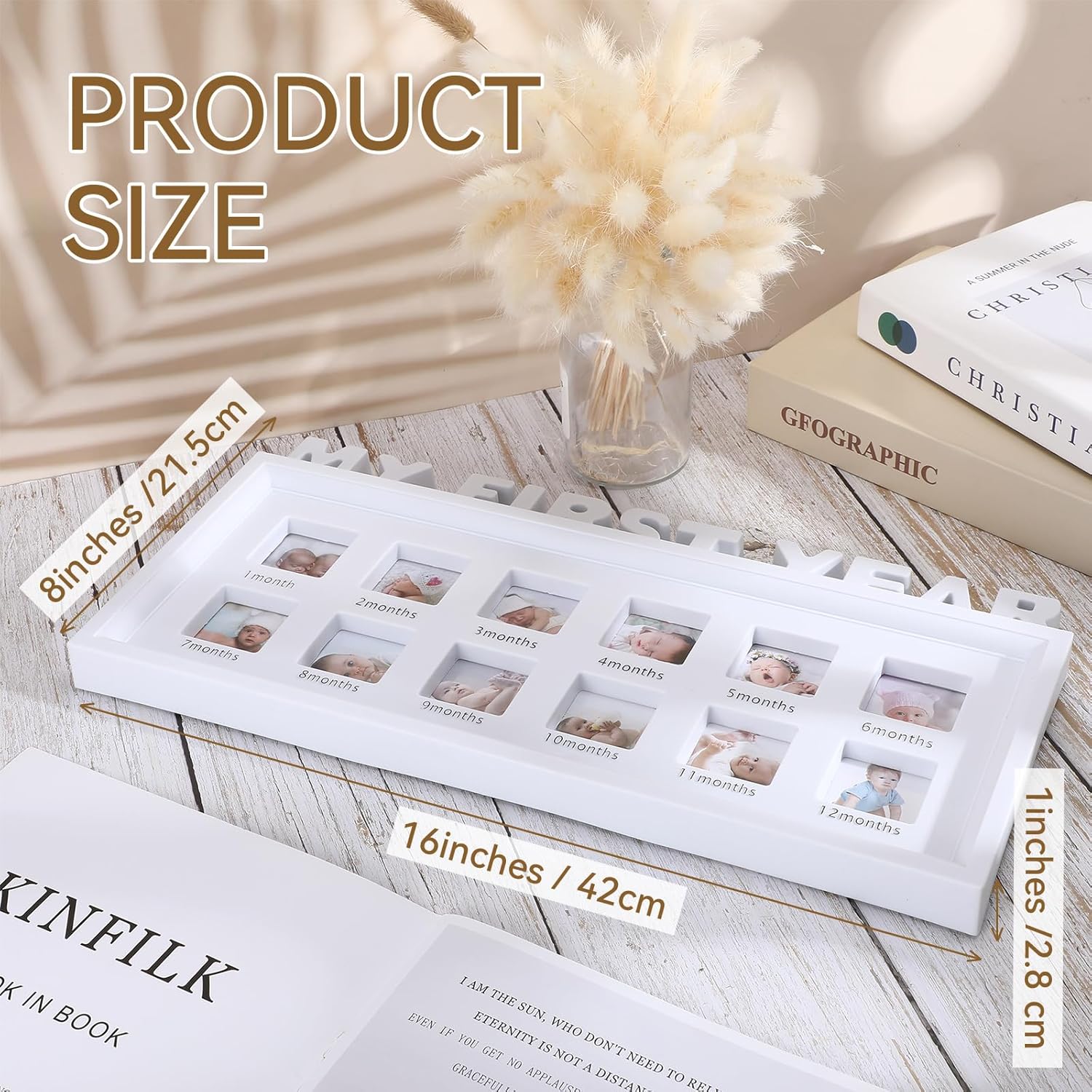 Thyle First Year Milestone Picture Frame 12 Months Baby Keepsake Frame White
