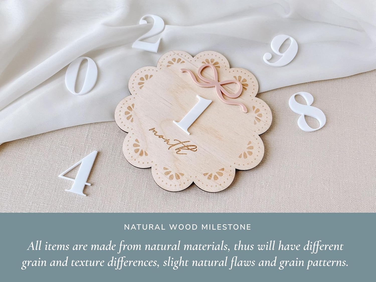 Personalized Baby Birth Announcement Sign with Scalloped Floral Design 1